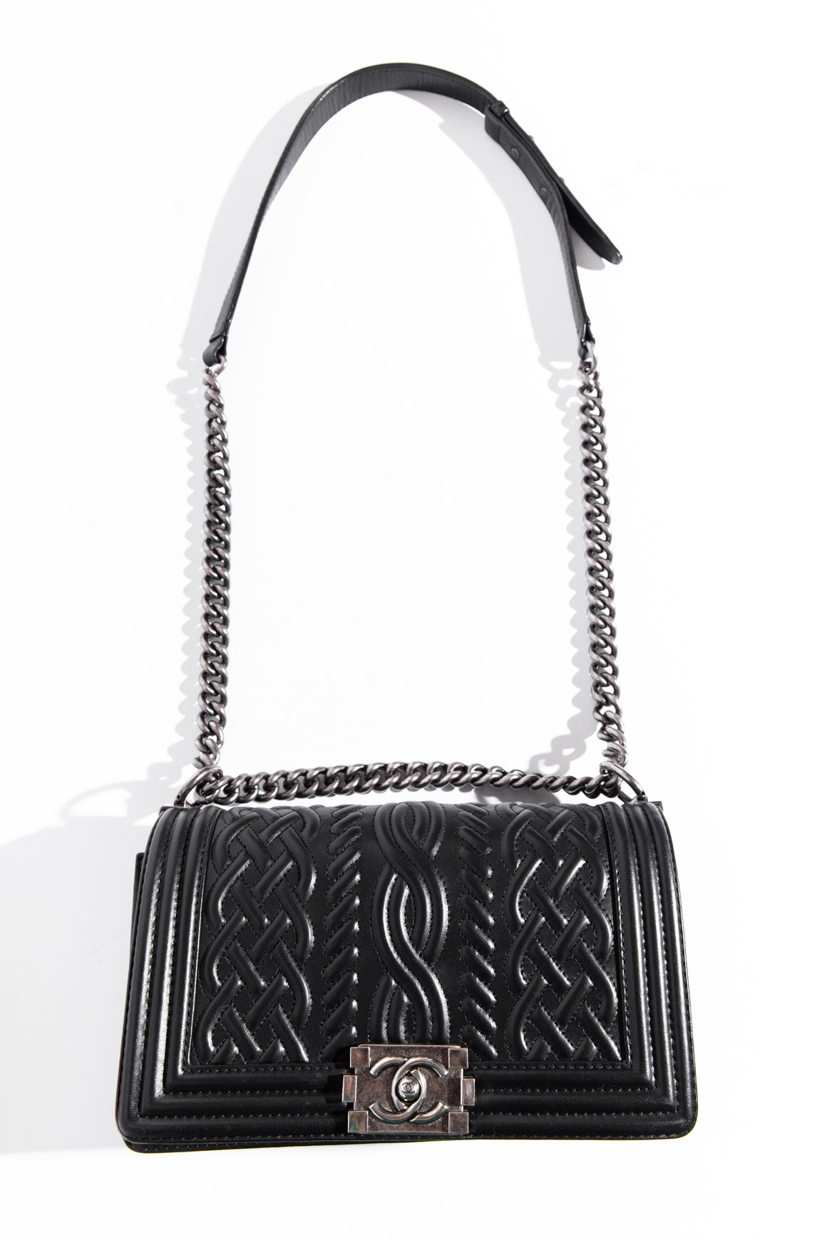 CHANEL 2014 Black Celtic Medium Boy Bag