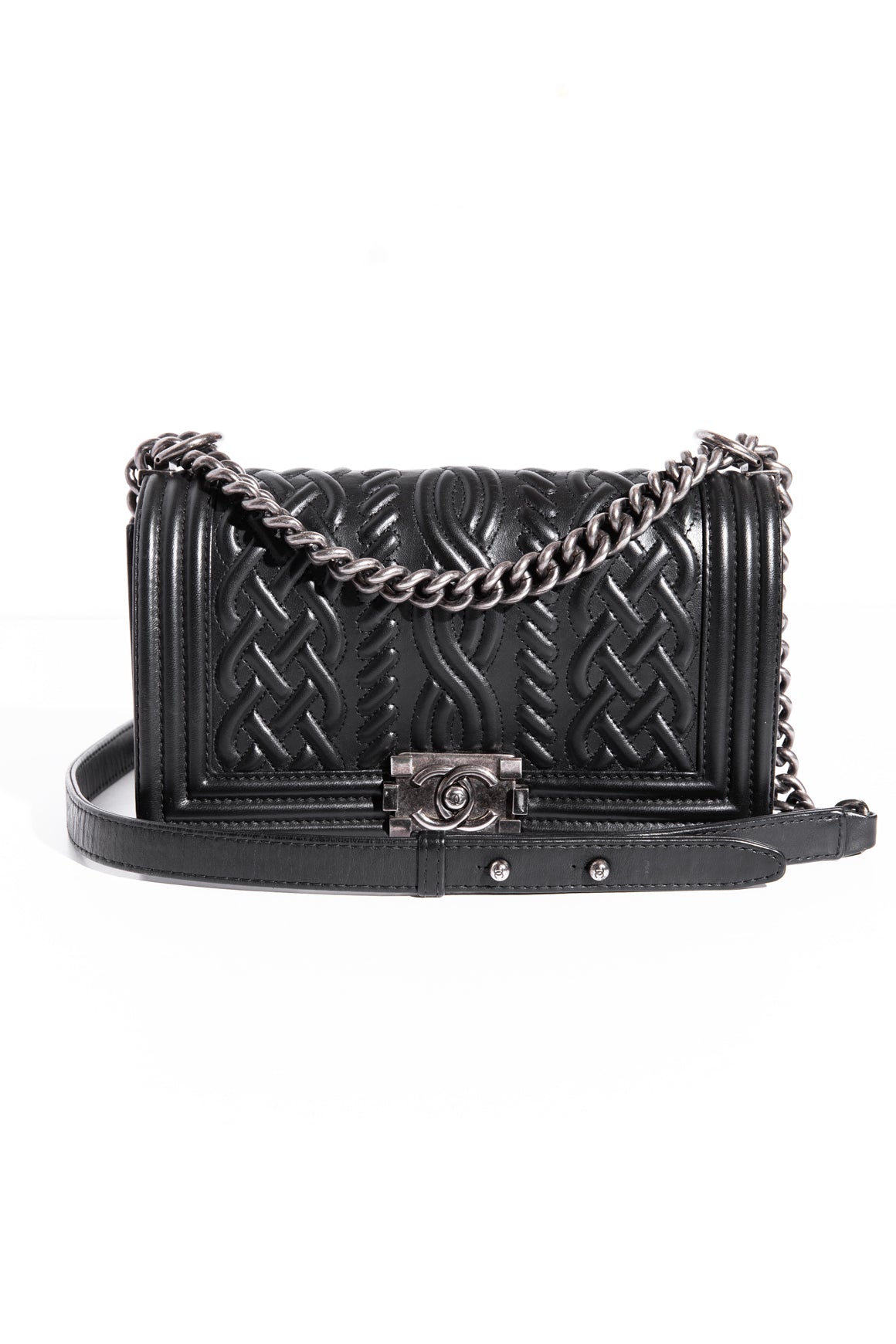 CHANEL 2014 Black Celtic Medium Boy Bag
