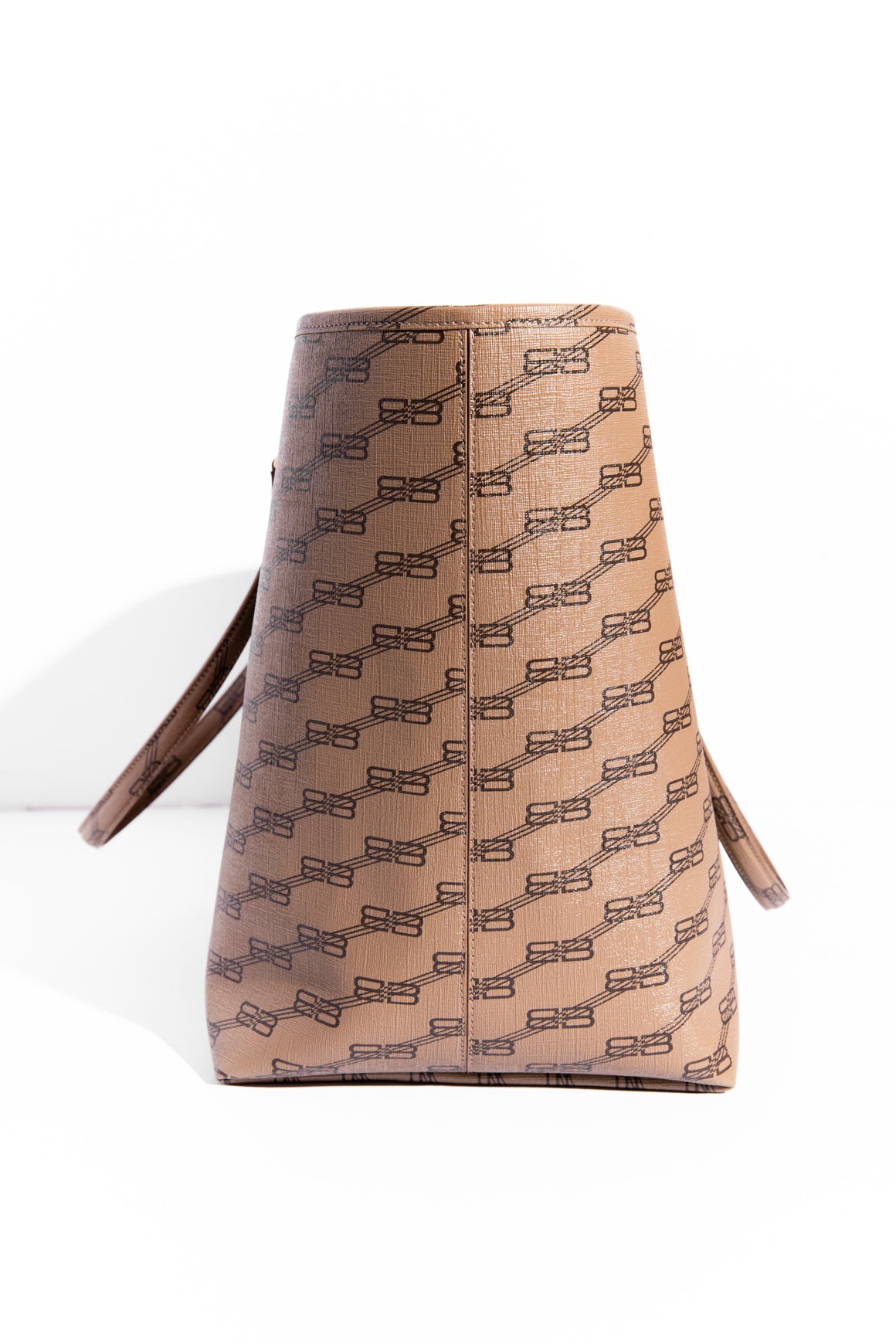 BALENCIAGA Tan BB Monogram East-West Large Shopper Tote