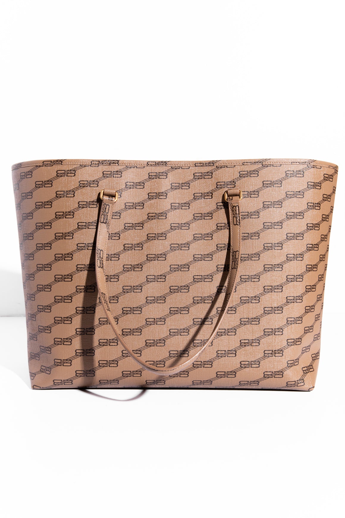 BALENCIAGA Tan BB Monogram East-West Large Shopper Tote