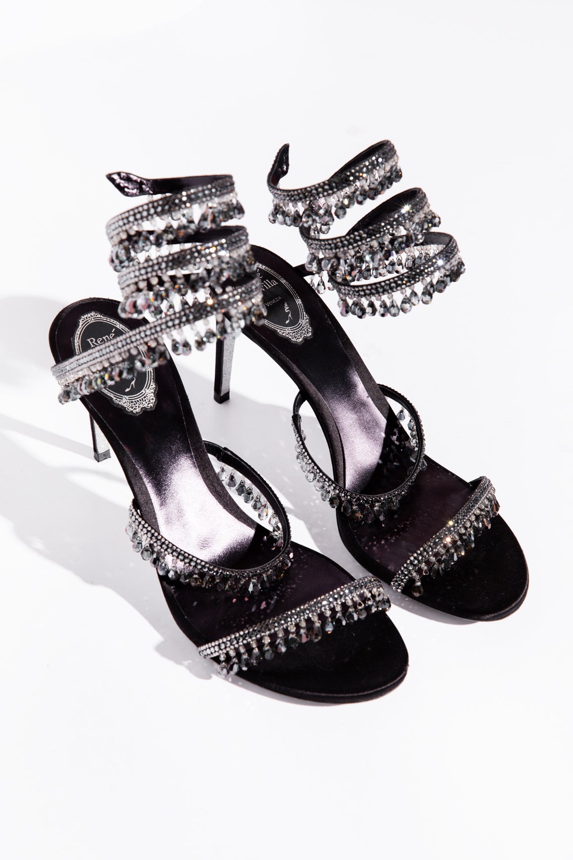 RENÉ CAOVILLA Chandelier Crystal Wrap Heel (Sz. 41)