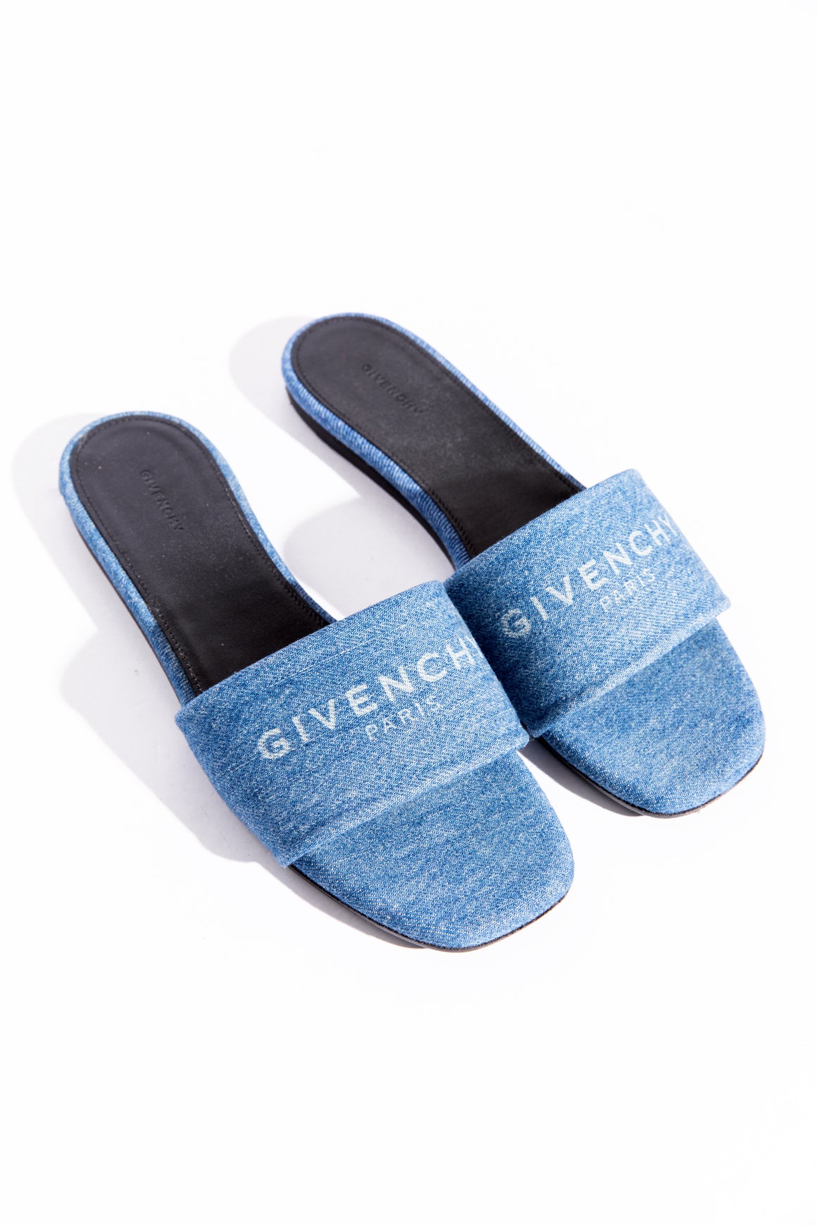 GIVENCHY Denim Logo Slide Sandals (Sz. 36)