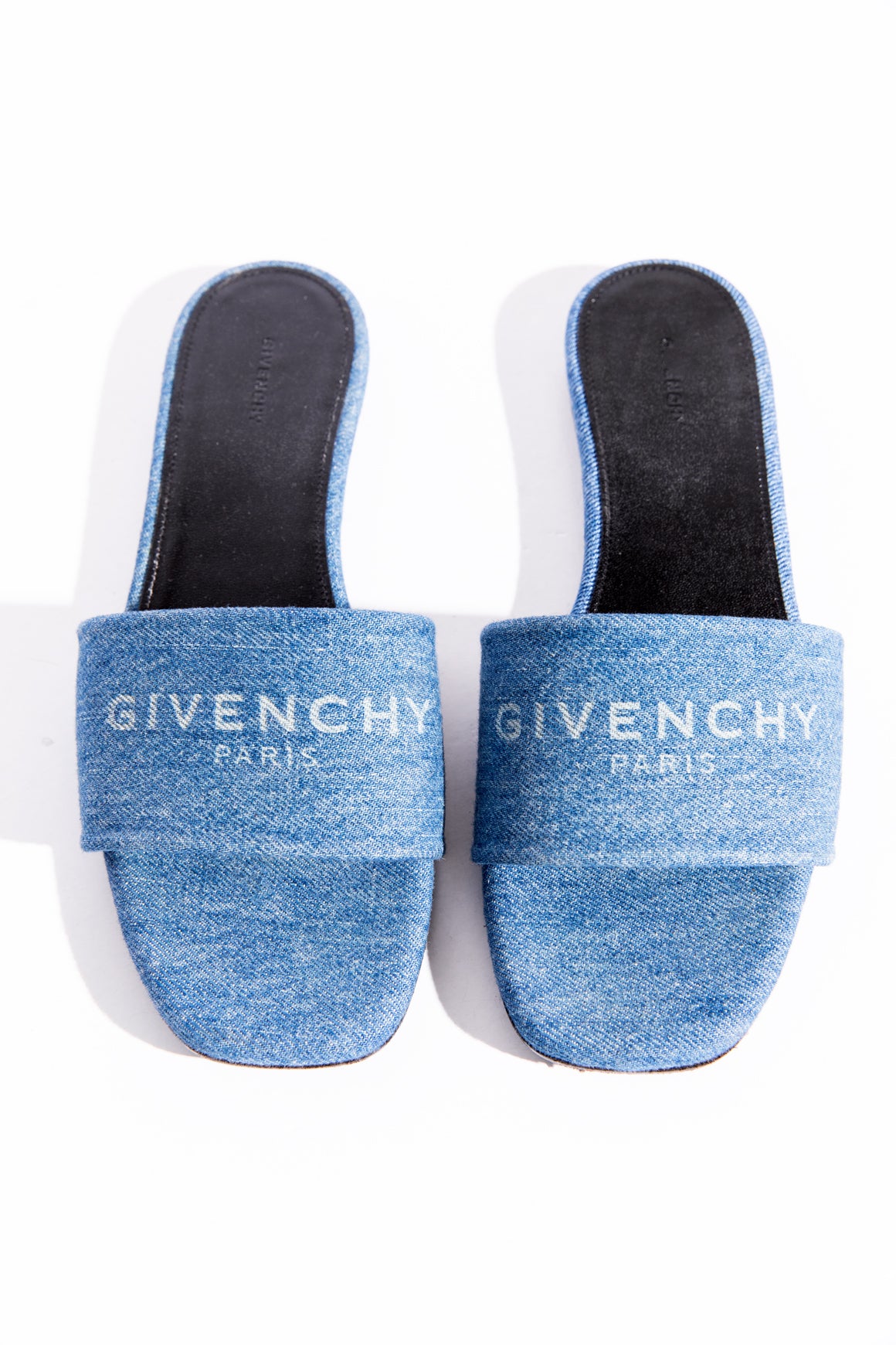 GIVENCHY Denim Logo Slide Sandals (Sz. 36)
