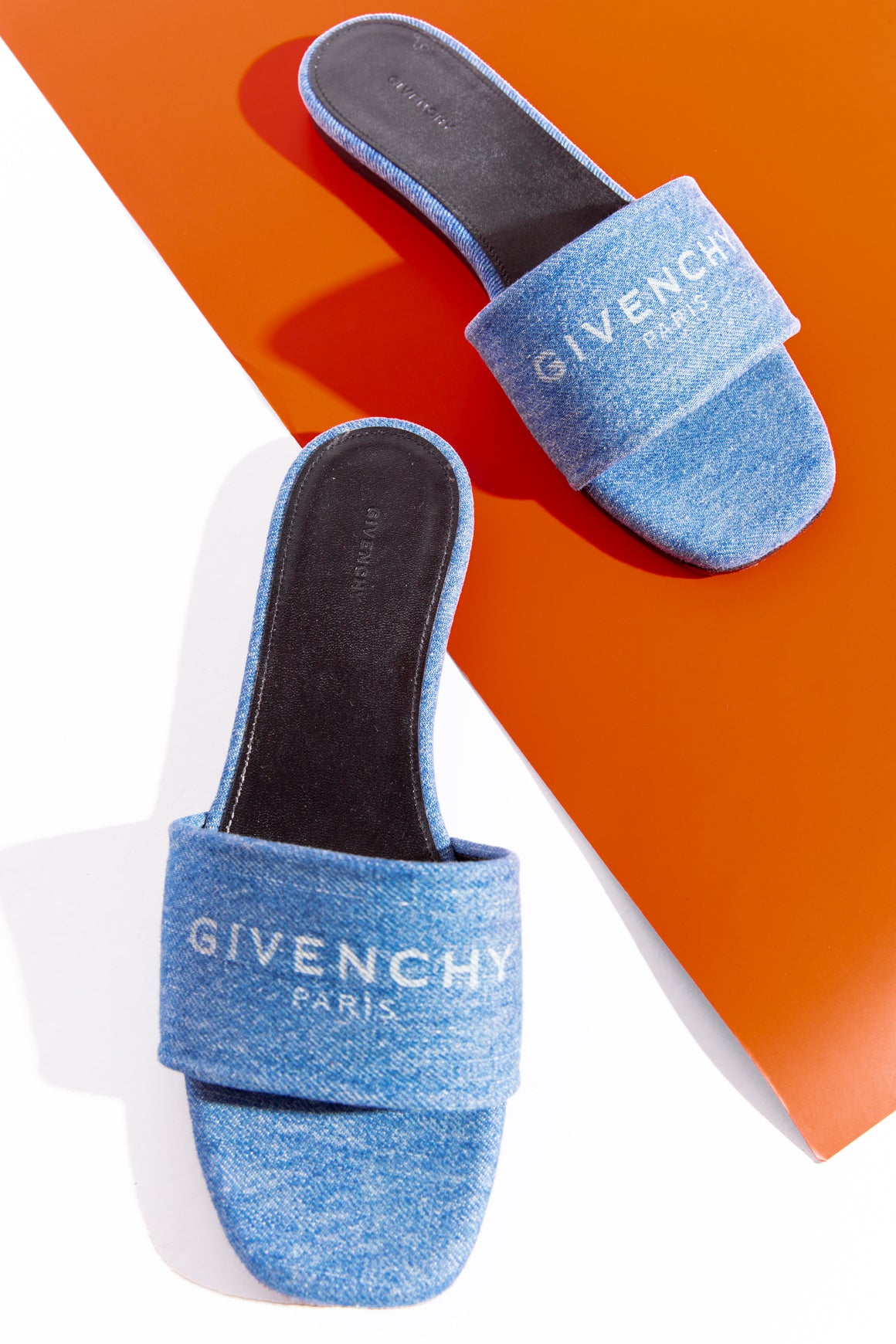 GIVENCHY Denim Logo Slide Sandals (Sz. 36)