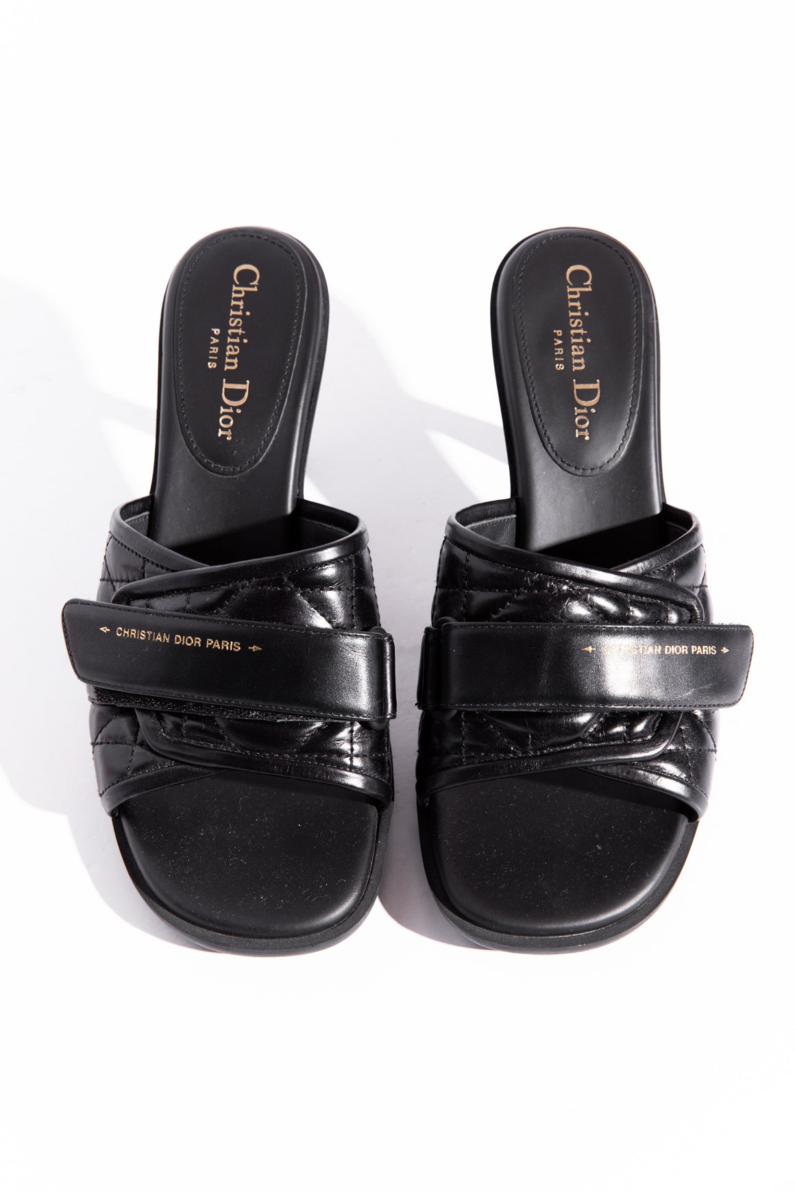 CHRISTIAN DIOR Black "Diorevolution" Heeled Mules (Sz. 39.5)