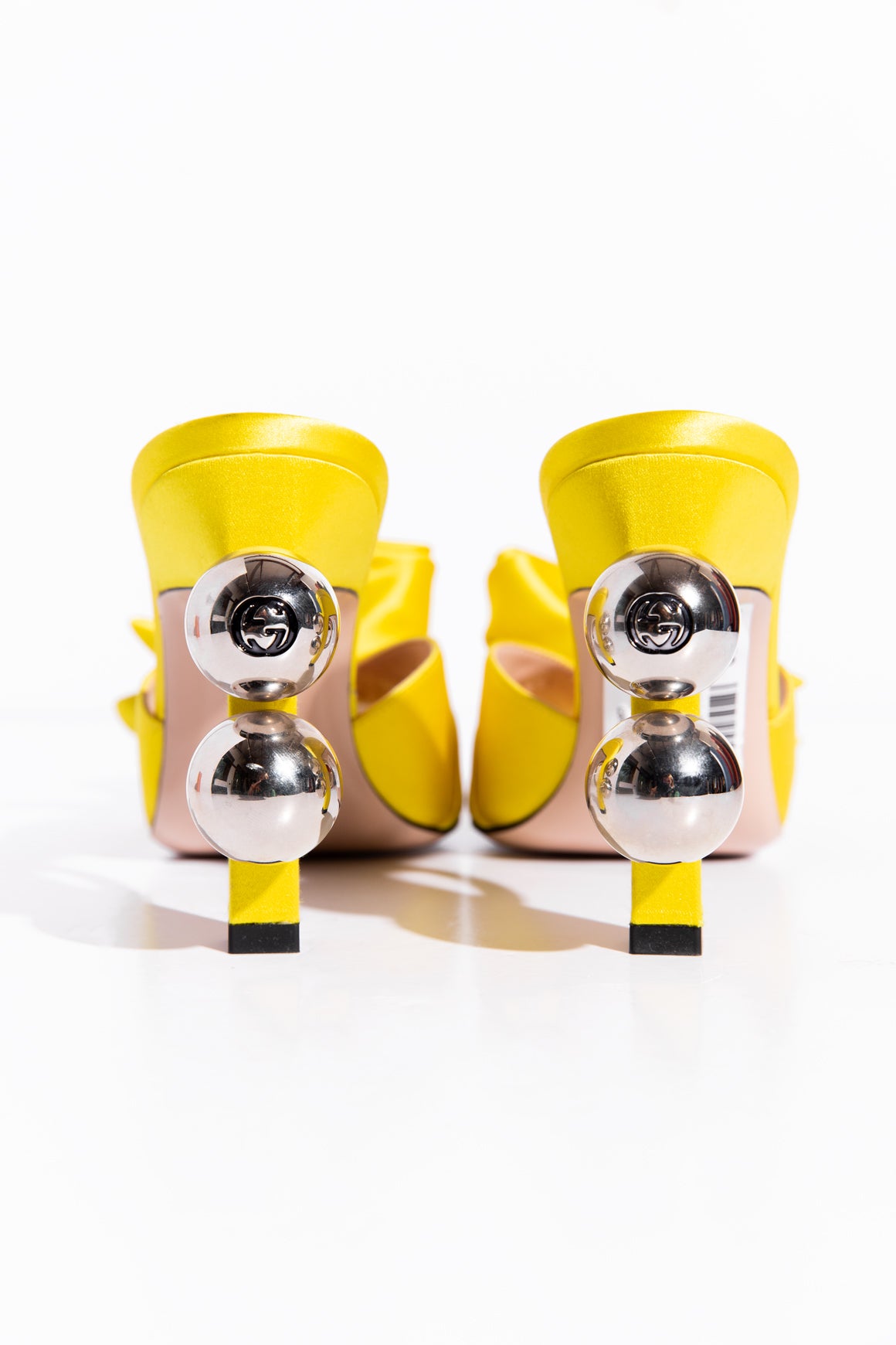 GUCCI Yellow Satin "Shawana" Heeled Mules (Sz. 36.5)