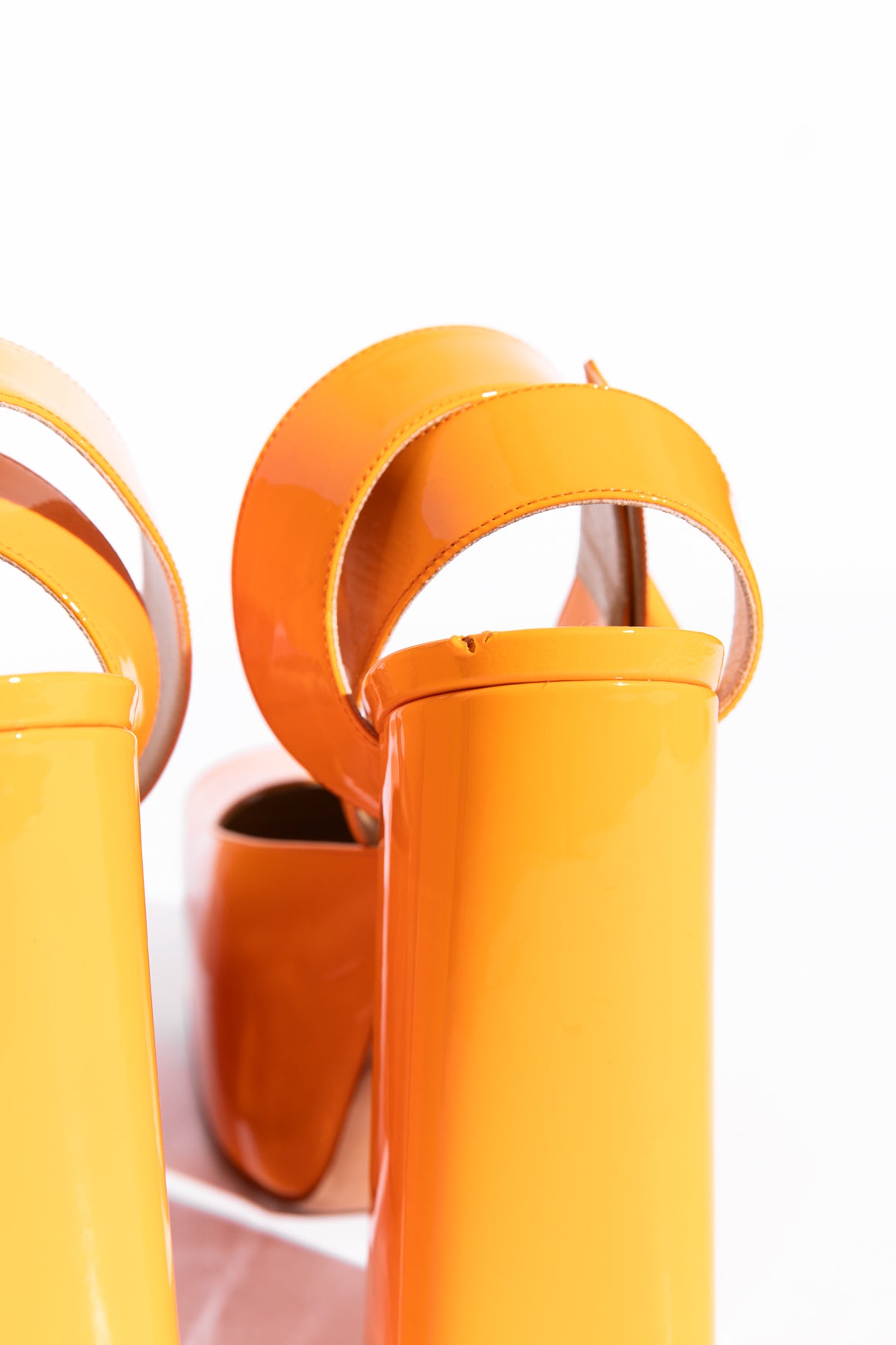 BOTTEGA VENETA Orange "Tower" Platform Pumps (Sz. 41.5)