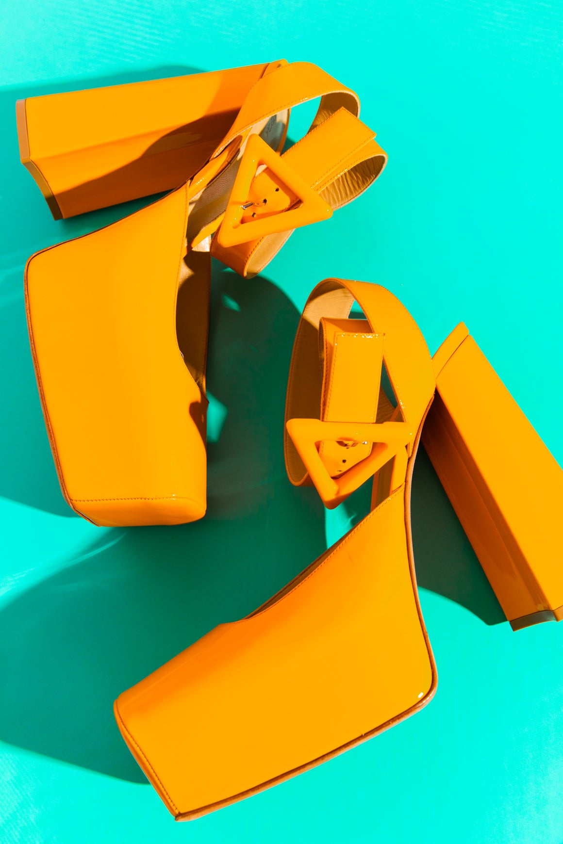 BOTTEGA VENETA Orange "Tower" Platform Pumps (Sz. 41.5)