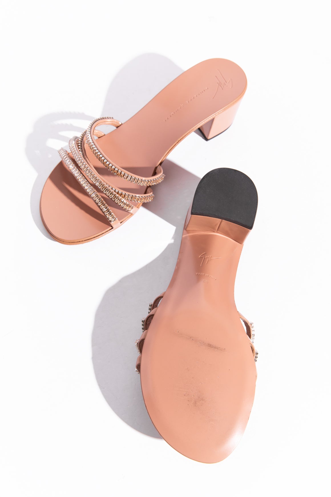 GIUSEPPE ZANOTTI Nude Crystal Sandals (Sz. 38)