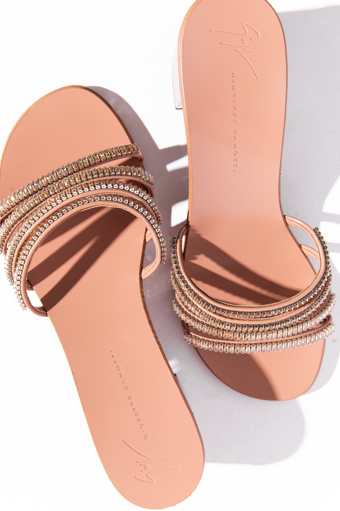 GIUSEPPE ZANOTTI Nude Crystal Sandals (Sz. 38)