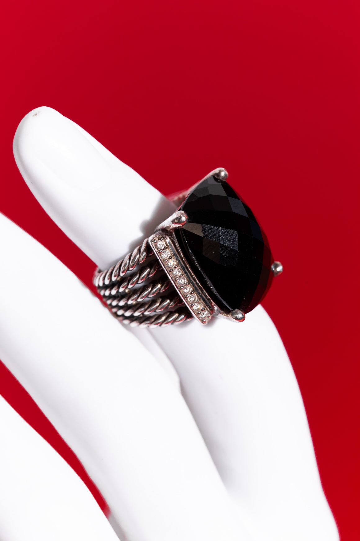 DAVID YURMAN Black Onyx & Diamonds Wheaton Ring