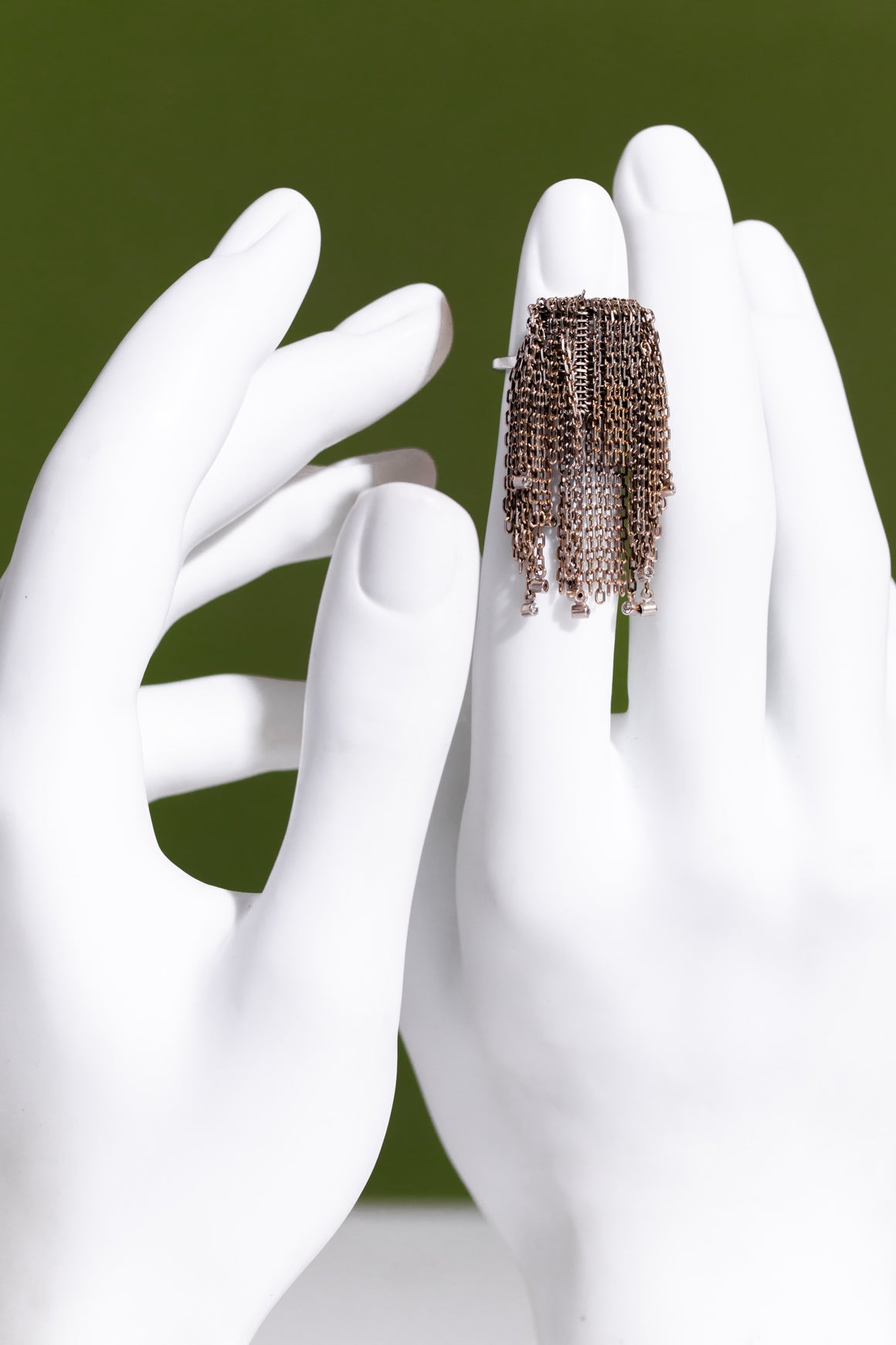 SOLANGE 18K White Gold Fringe Diamond Ring