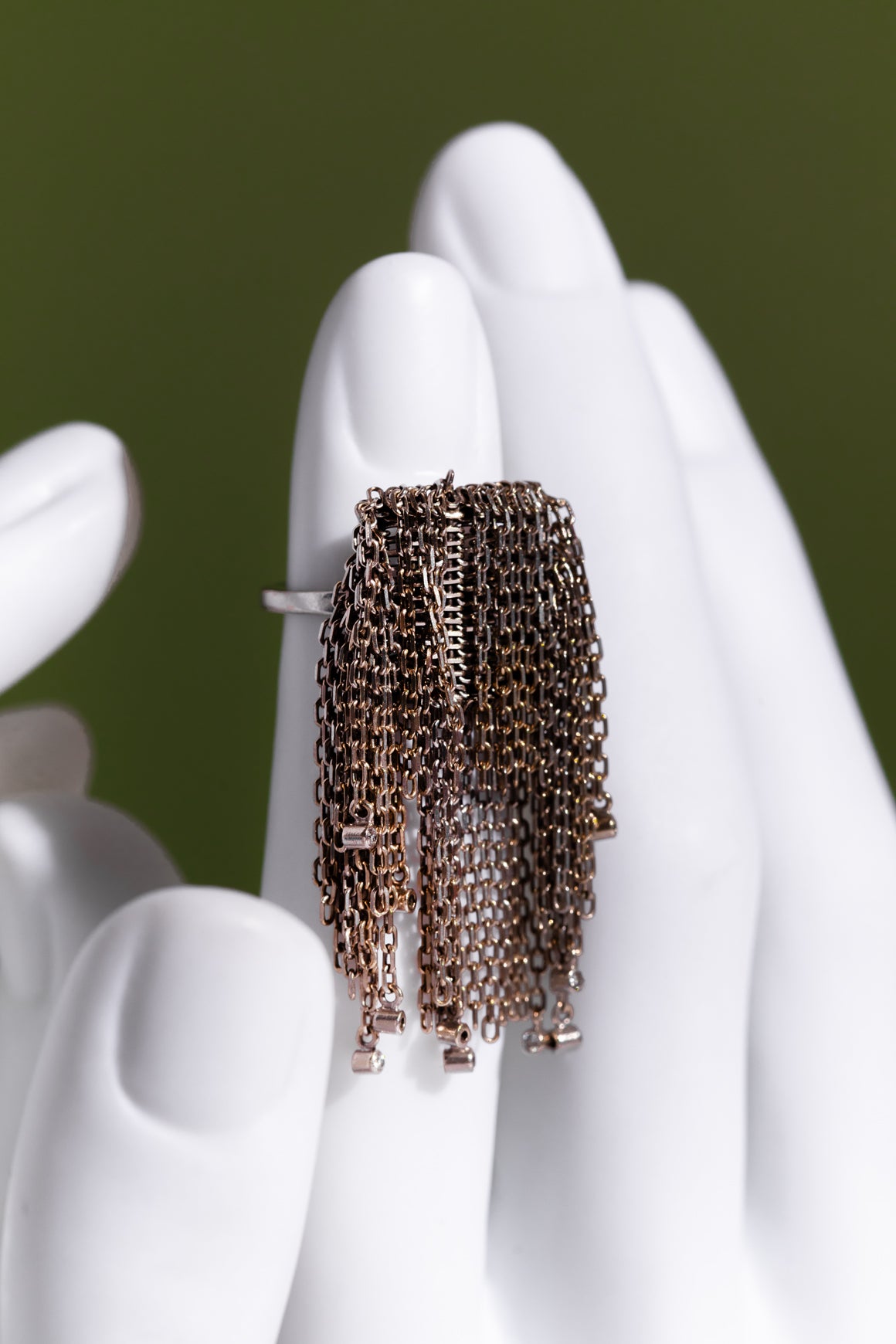 SOLANGE 18K White Gold Fringe Diamond Ring