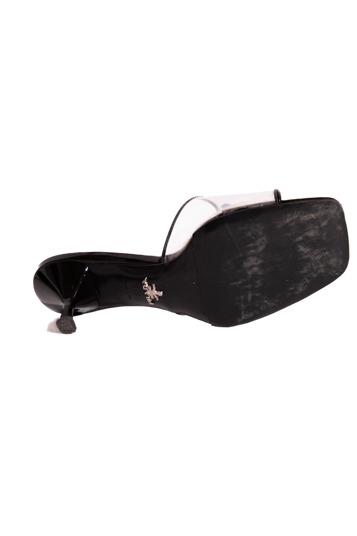 PRADA Black PVC Heel Mules (Sz. 39.5)