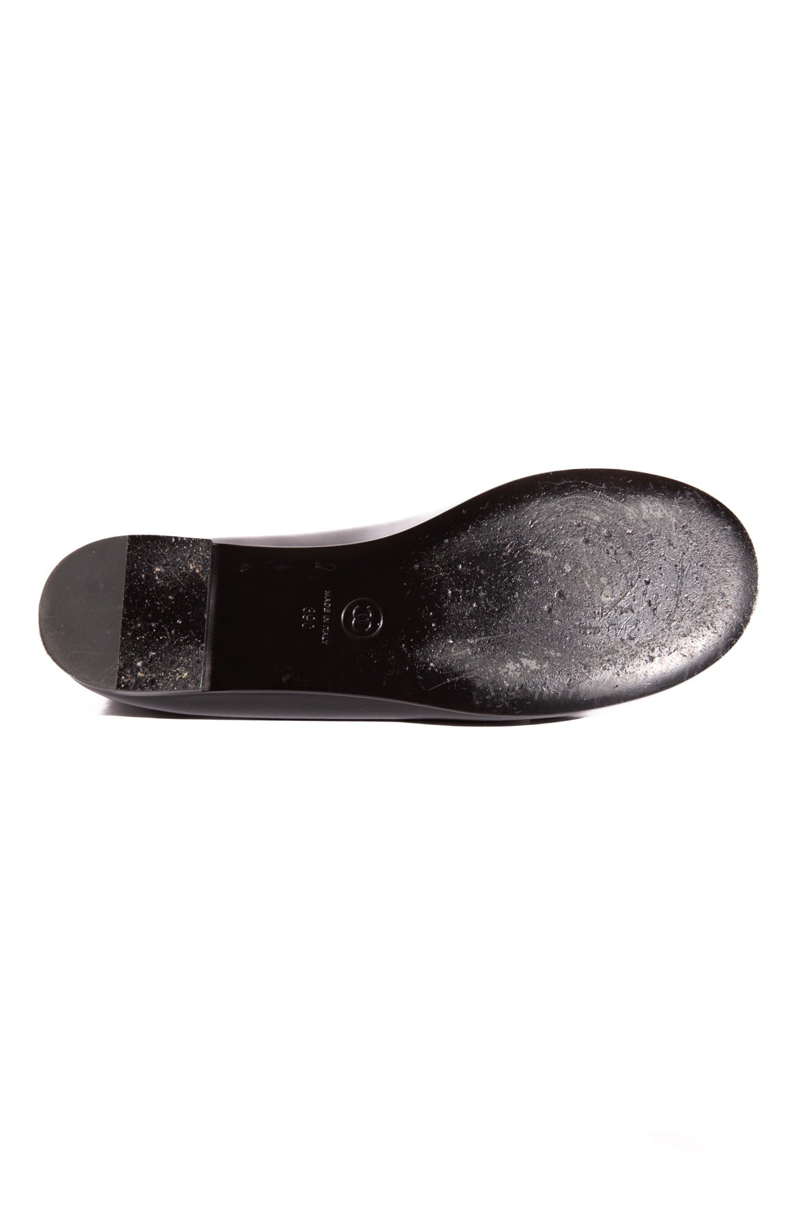 CHANEL Black Round Toe Gold CC Loafers (Sz. 39)