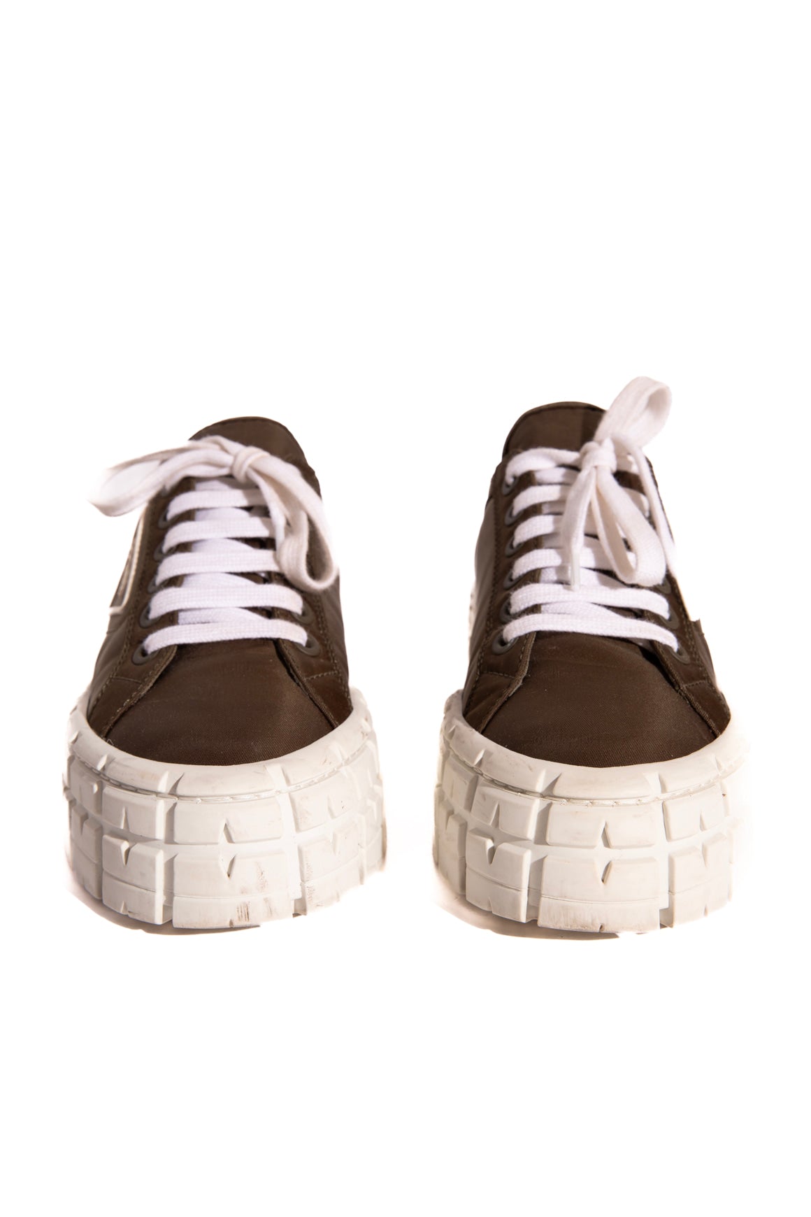 PRADA Olive Monolith Platform Sneakers (Sz. 41)
