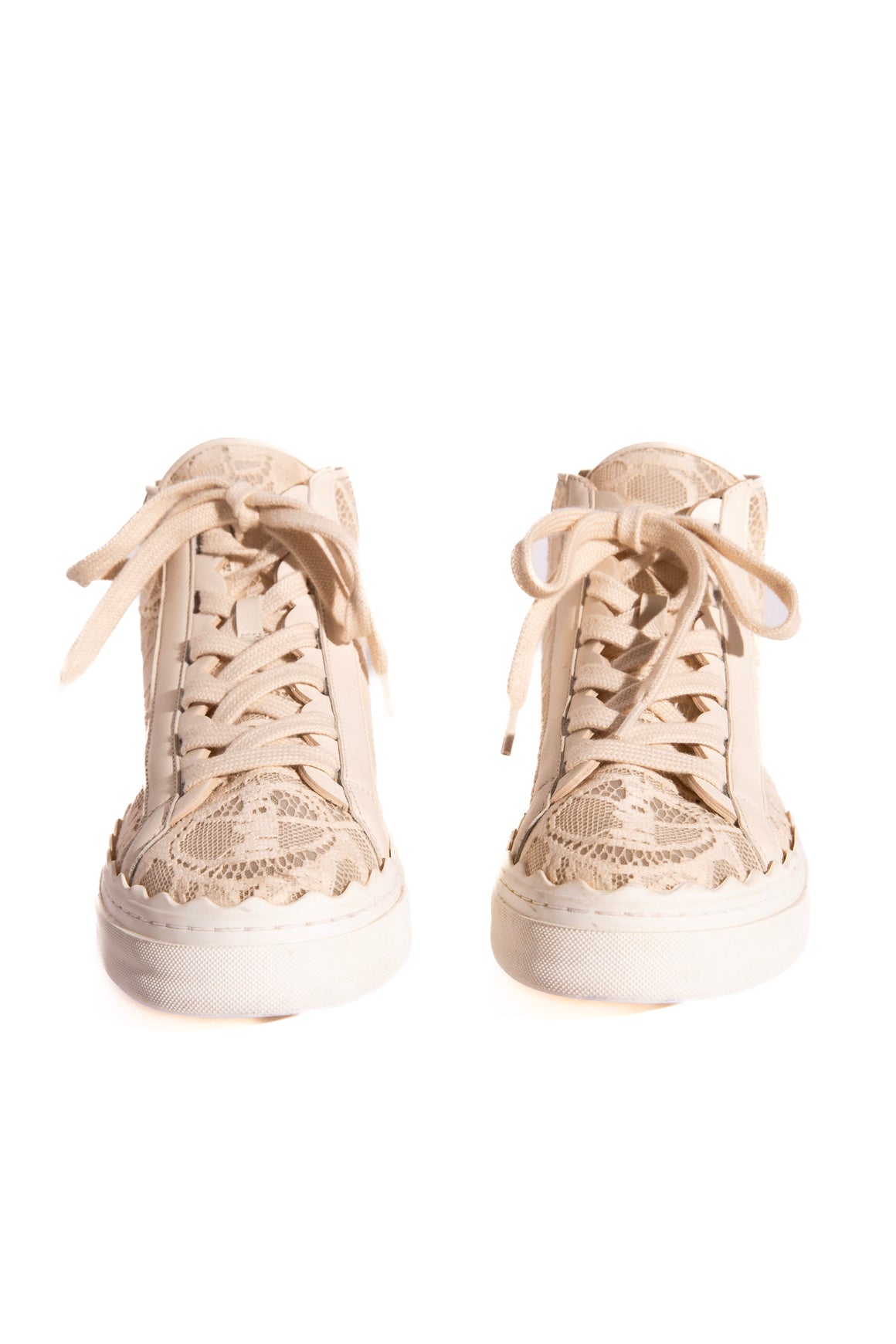 CHLOE Cream Lace High Top Sneakers (Sz. 39)