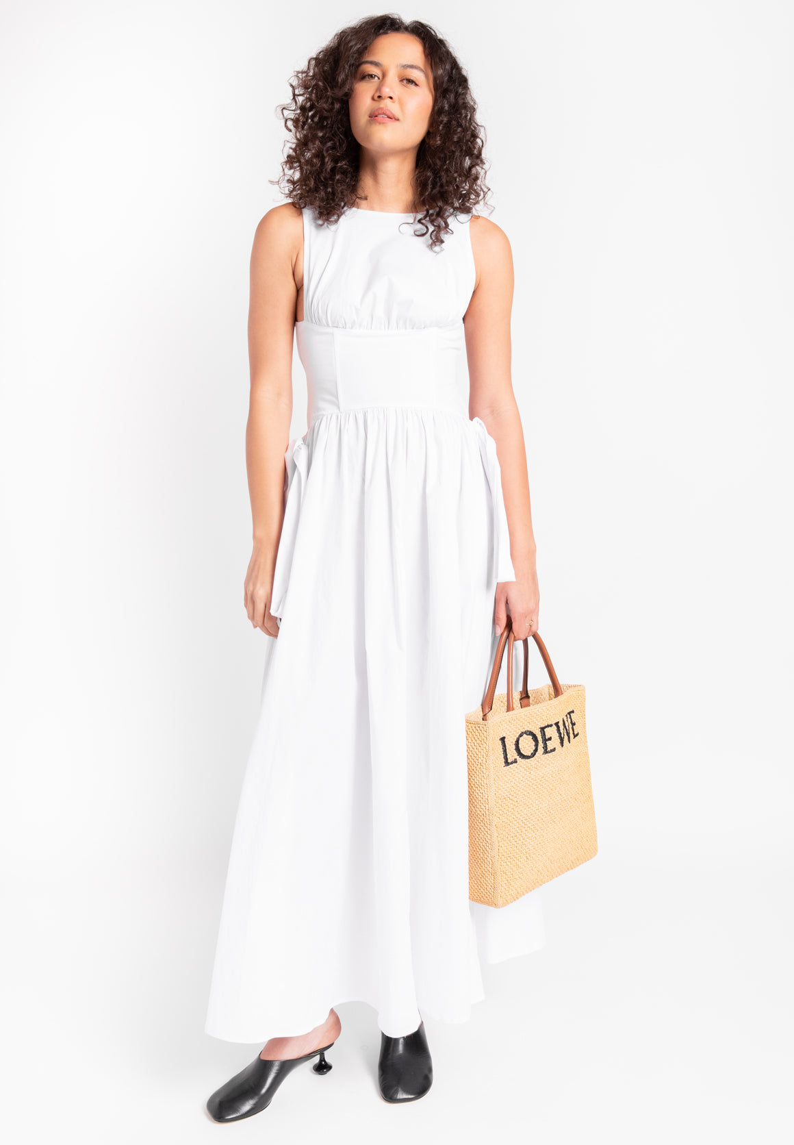 ANDREA IYAMAH White Apron Maxi Dress