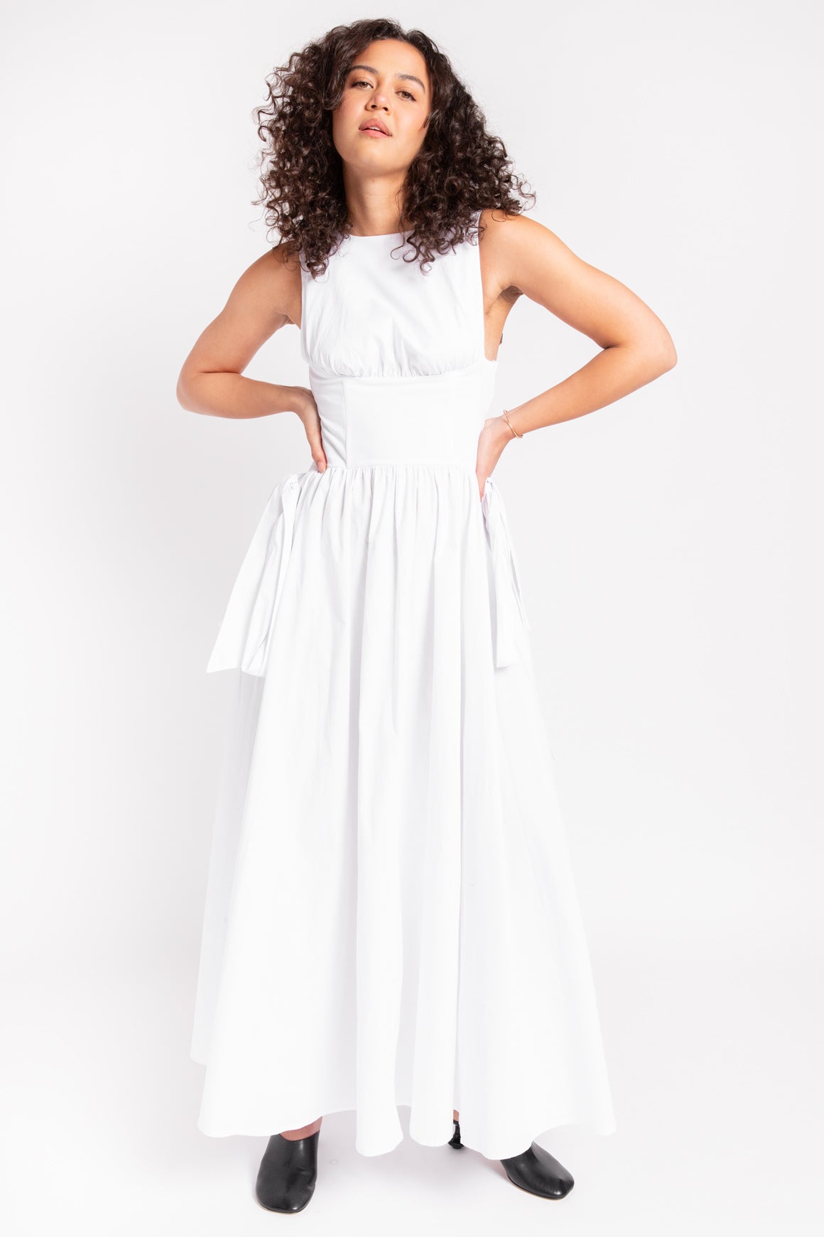 ANDREA IYAMAH White Apron Maxi Dress