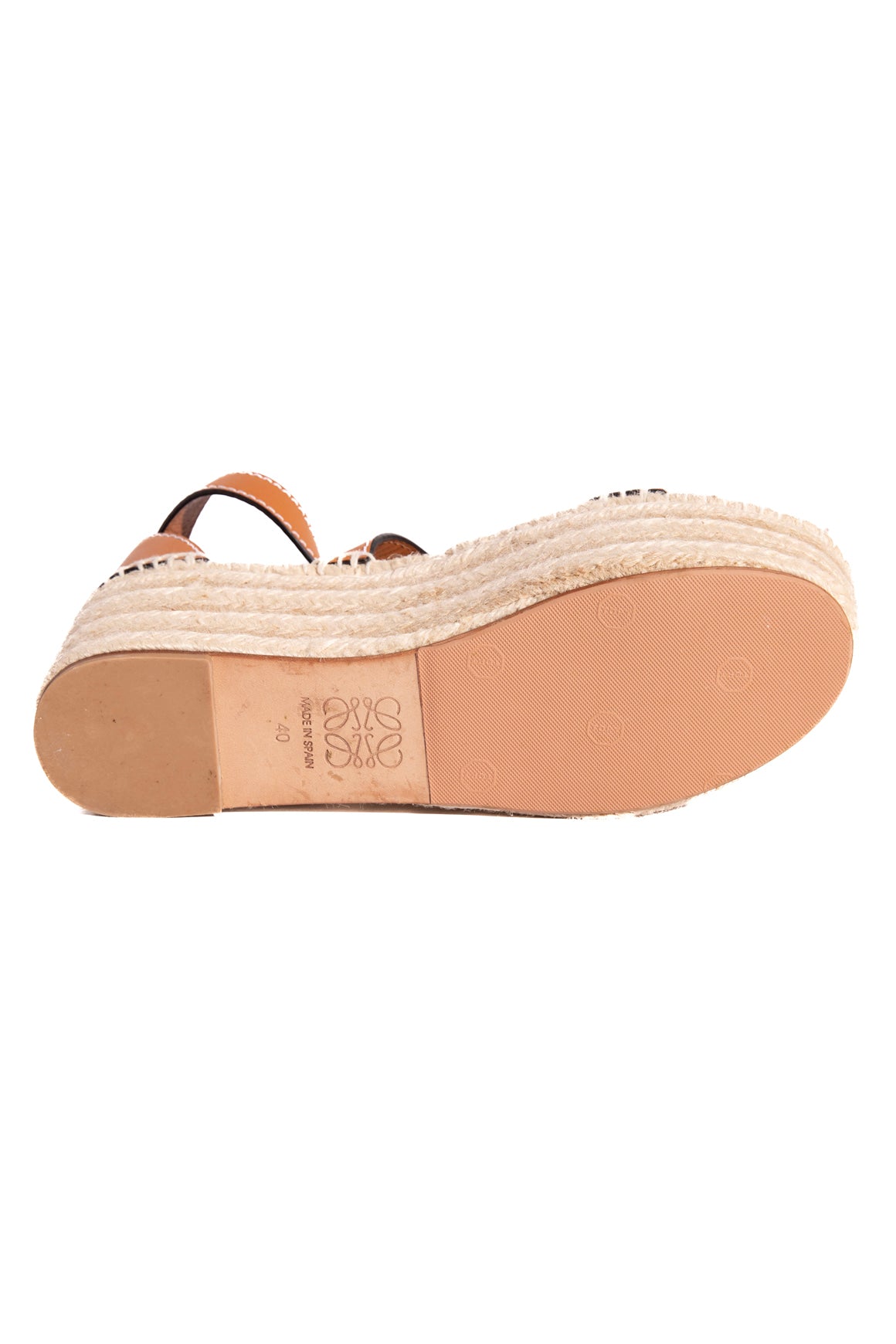 LOEWE Espadrille Tan Leather Platform Sandals (Sz. 40)