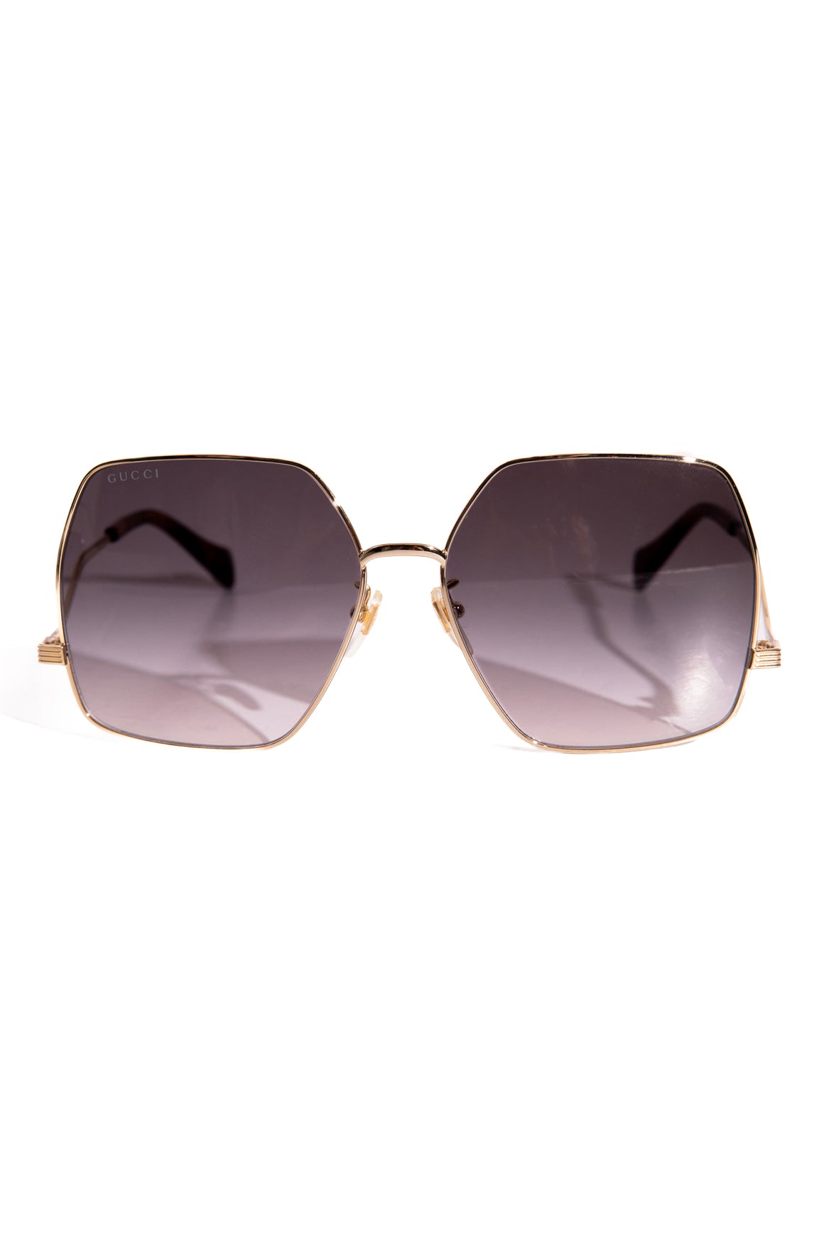 GUCCI Gold Frame Wide Sunglasses