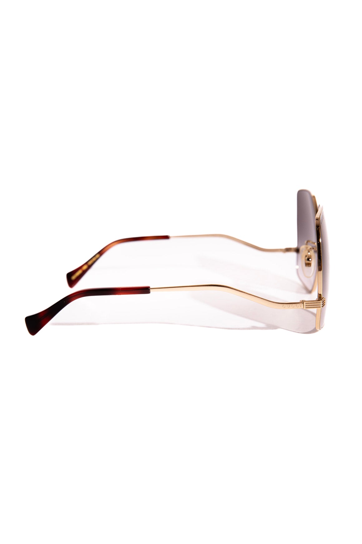 GUCCI Gold Frame Wide Sunglasses