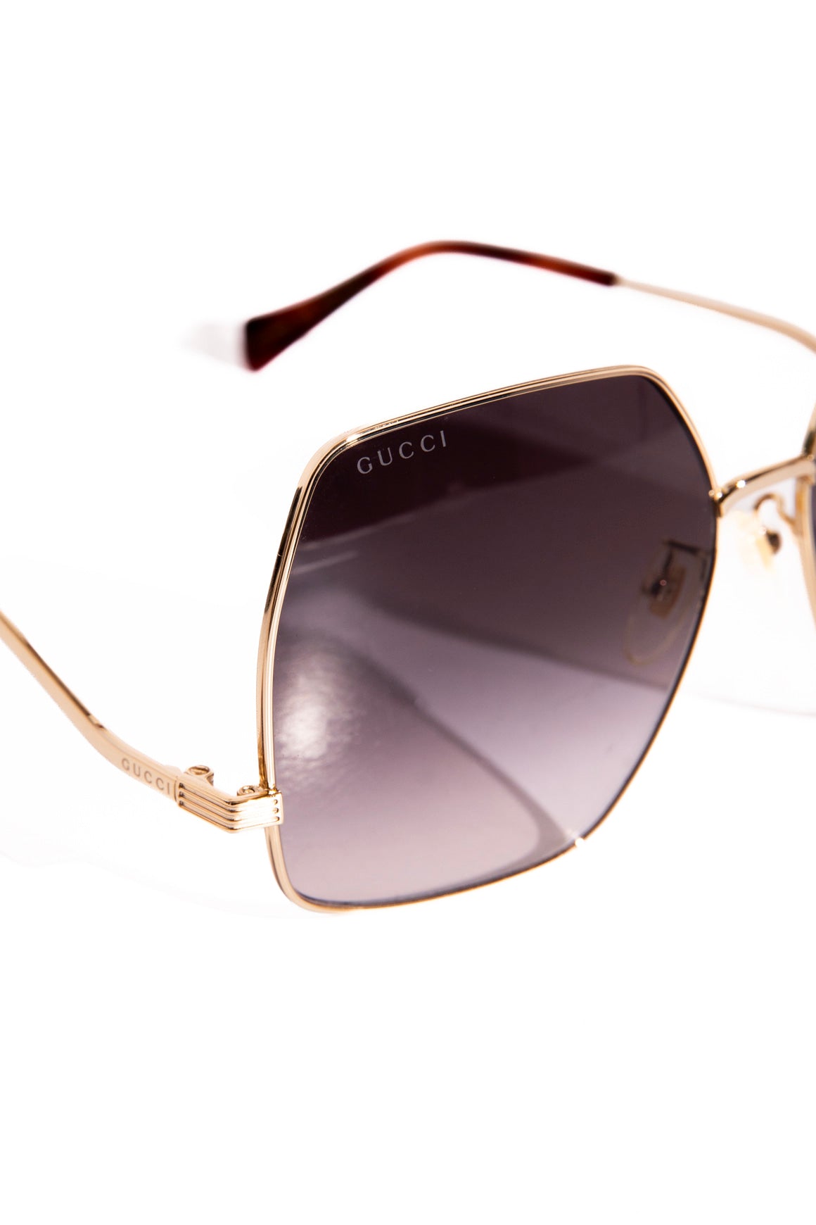 GUCCI Gold Frame Wide Sunglasses