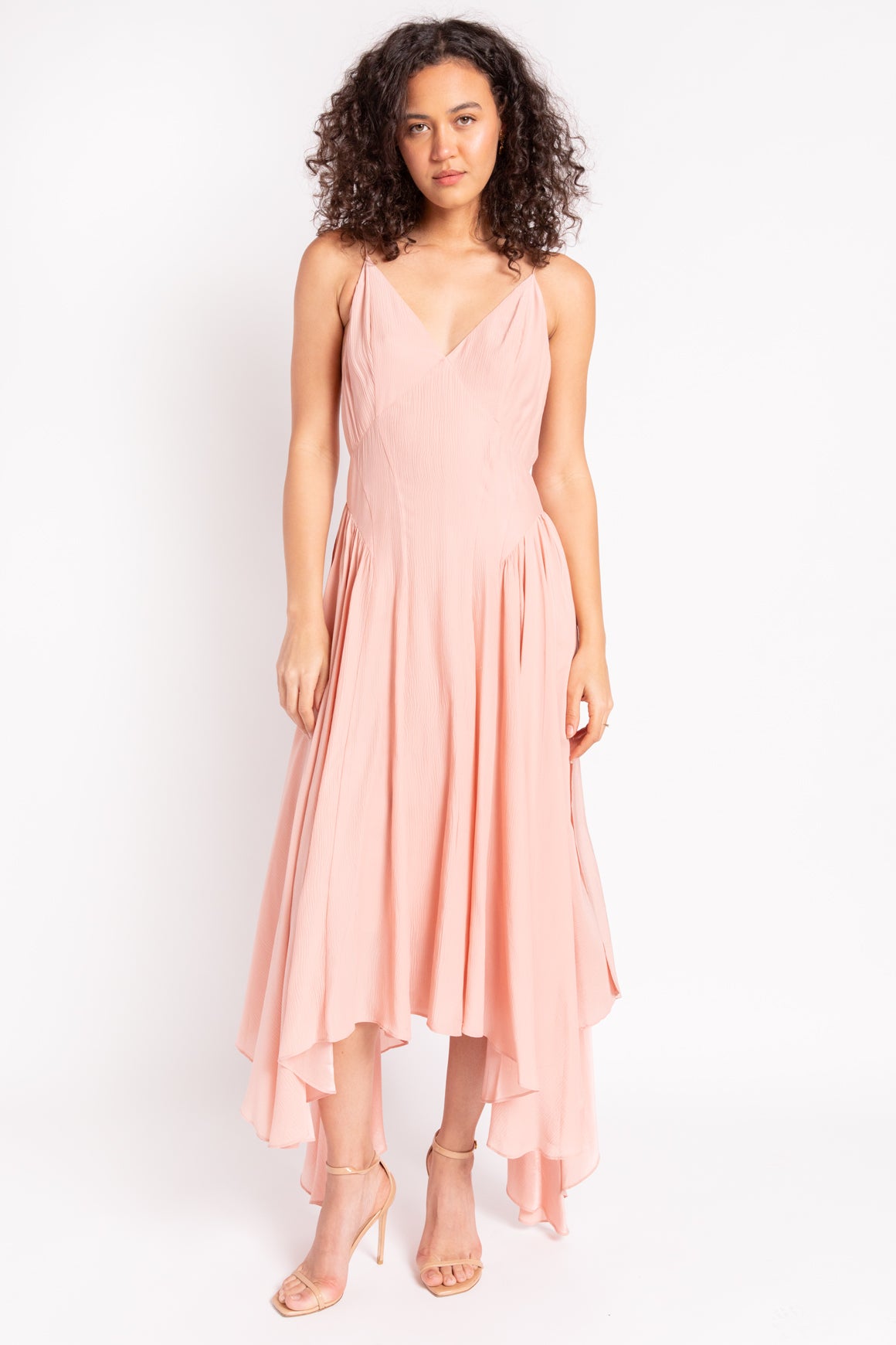 TOVE Pink "Maren" Gathered Silk-Crepon Midi Dress