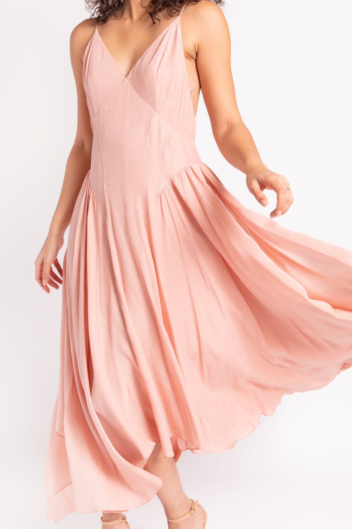 TOVE Pink "Maren" Gathered Silk-Crepon Midi Dress