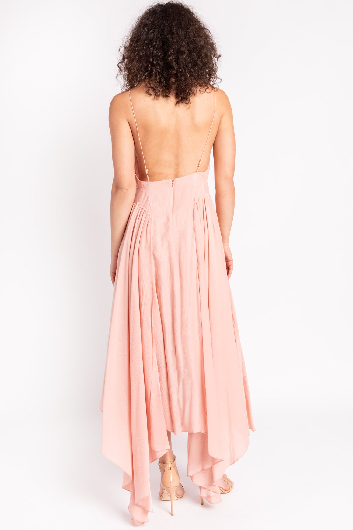 TOVE Pink "Maren" Gathered Silk-Crepon Midi Dress