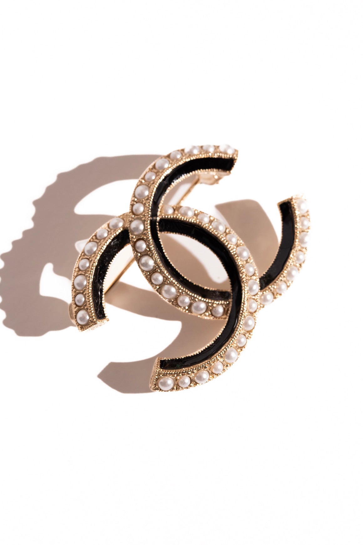 CHANEL 2013 Gold & Pearl CC Brooch