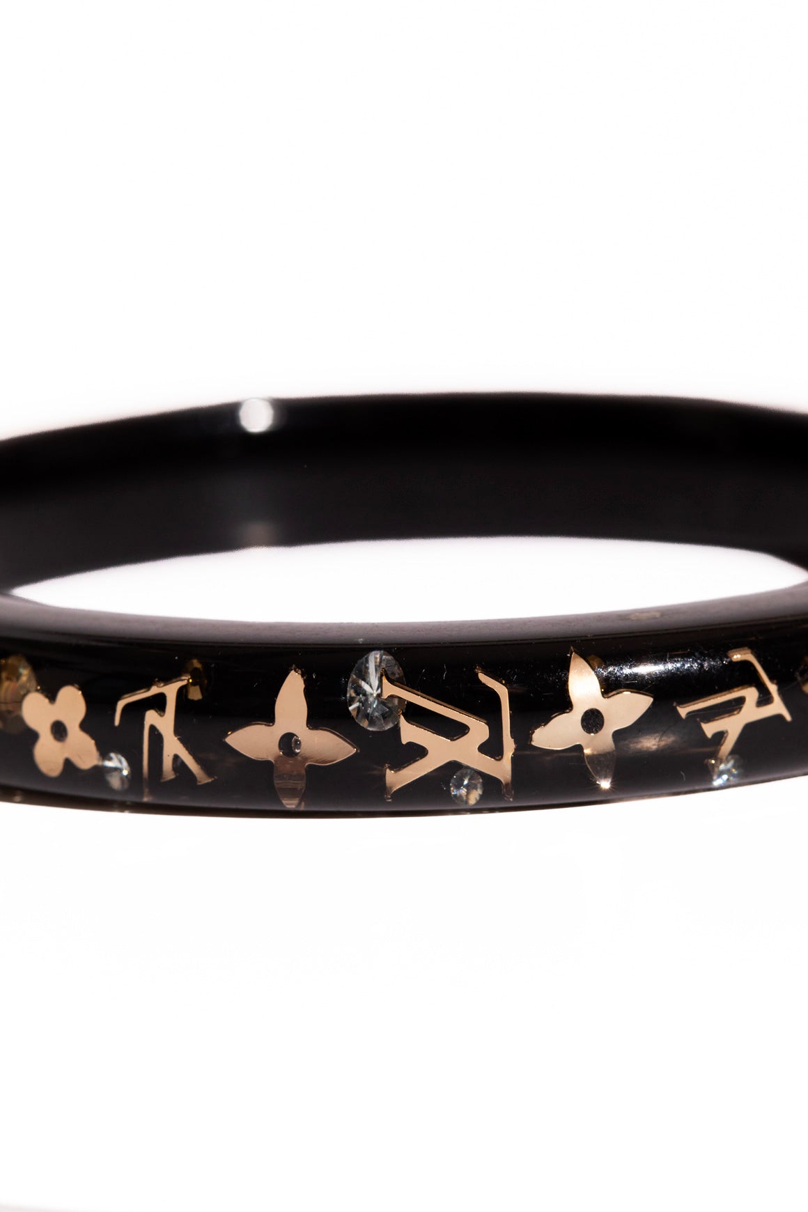 LOUIS VUITTON Black & Gold Thin Bangle Bracelet