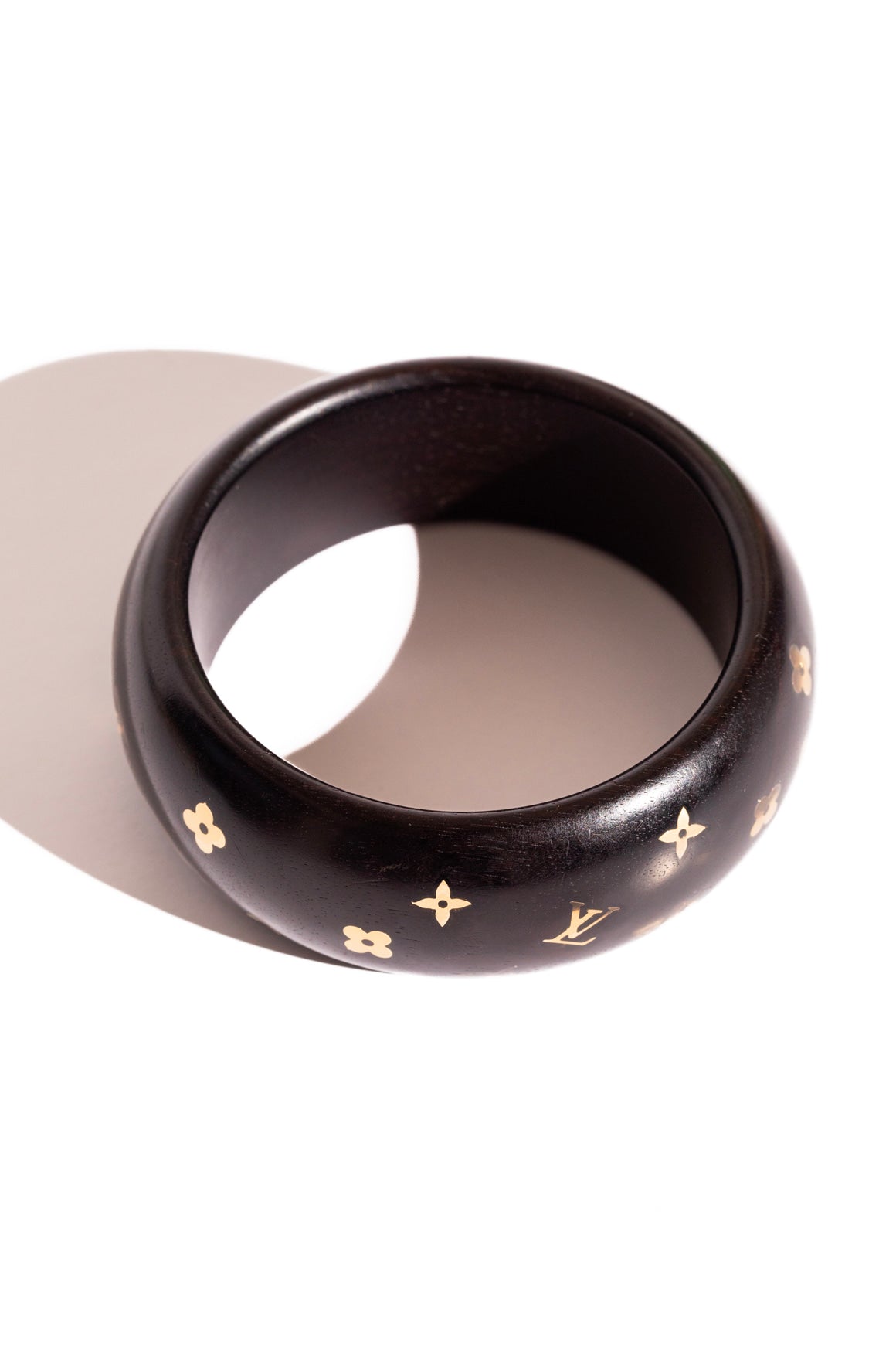 LOUIS VUITTON Tiger Wood Gold Floral Wide Bangle