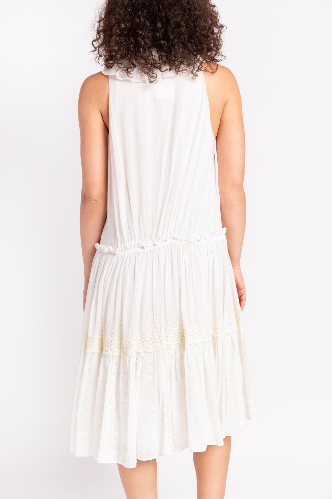 CHLOE White Ruffled Knee-length Dress