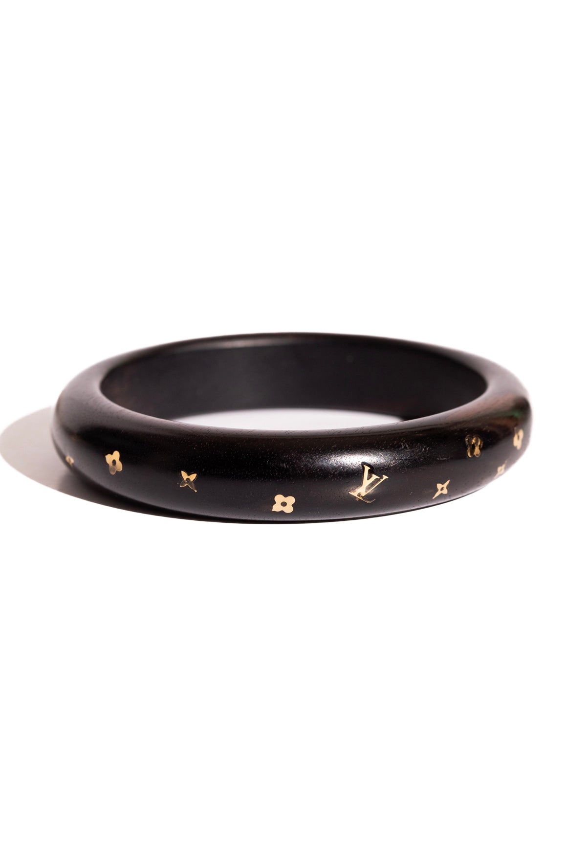 LOUIS VUITTON Tiger Wood Gold Floral Thin Bangle