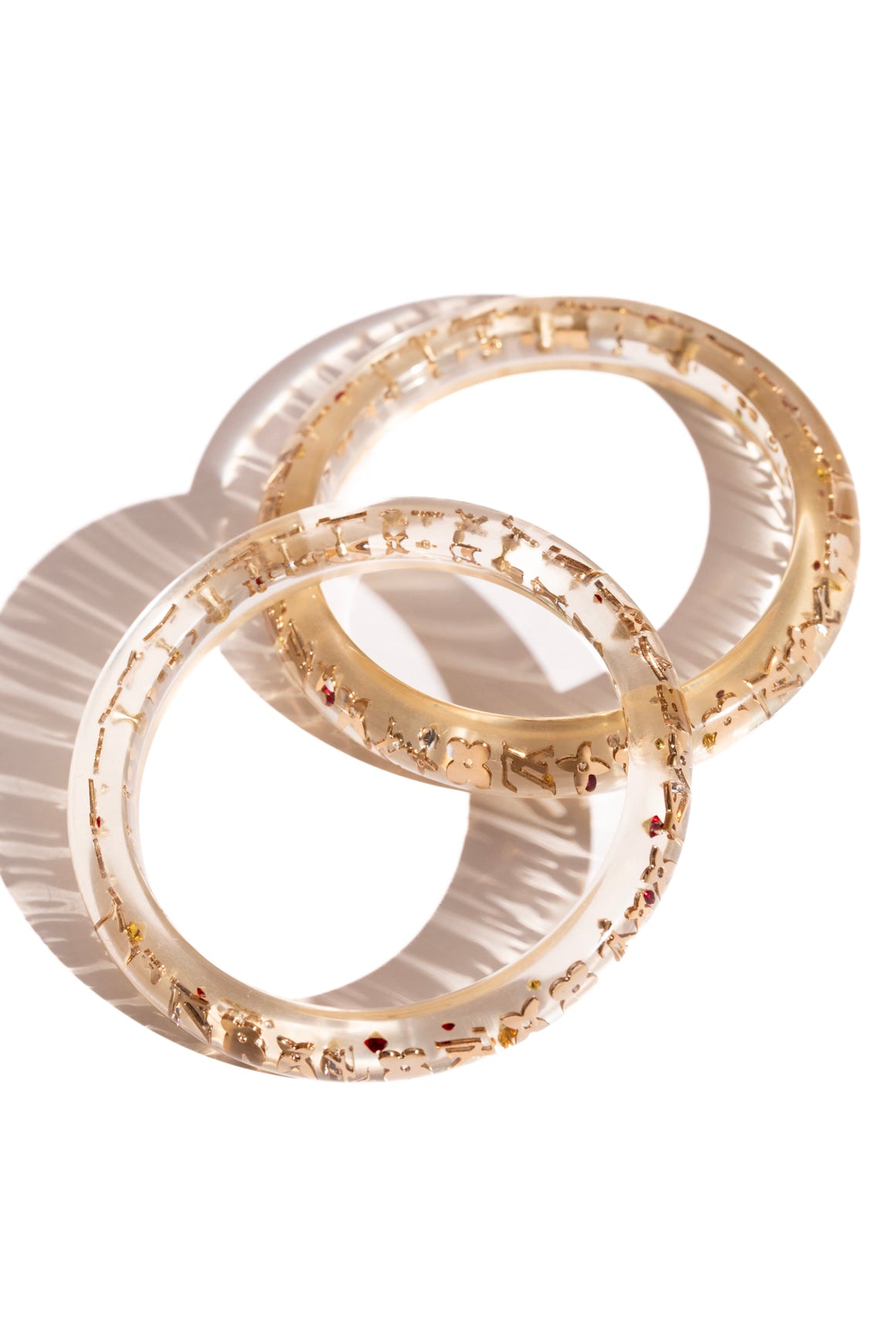LOUIS VUITTON Clear Enamel Logo Bangles