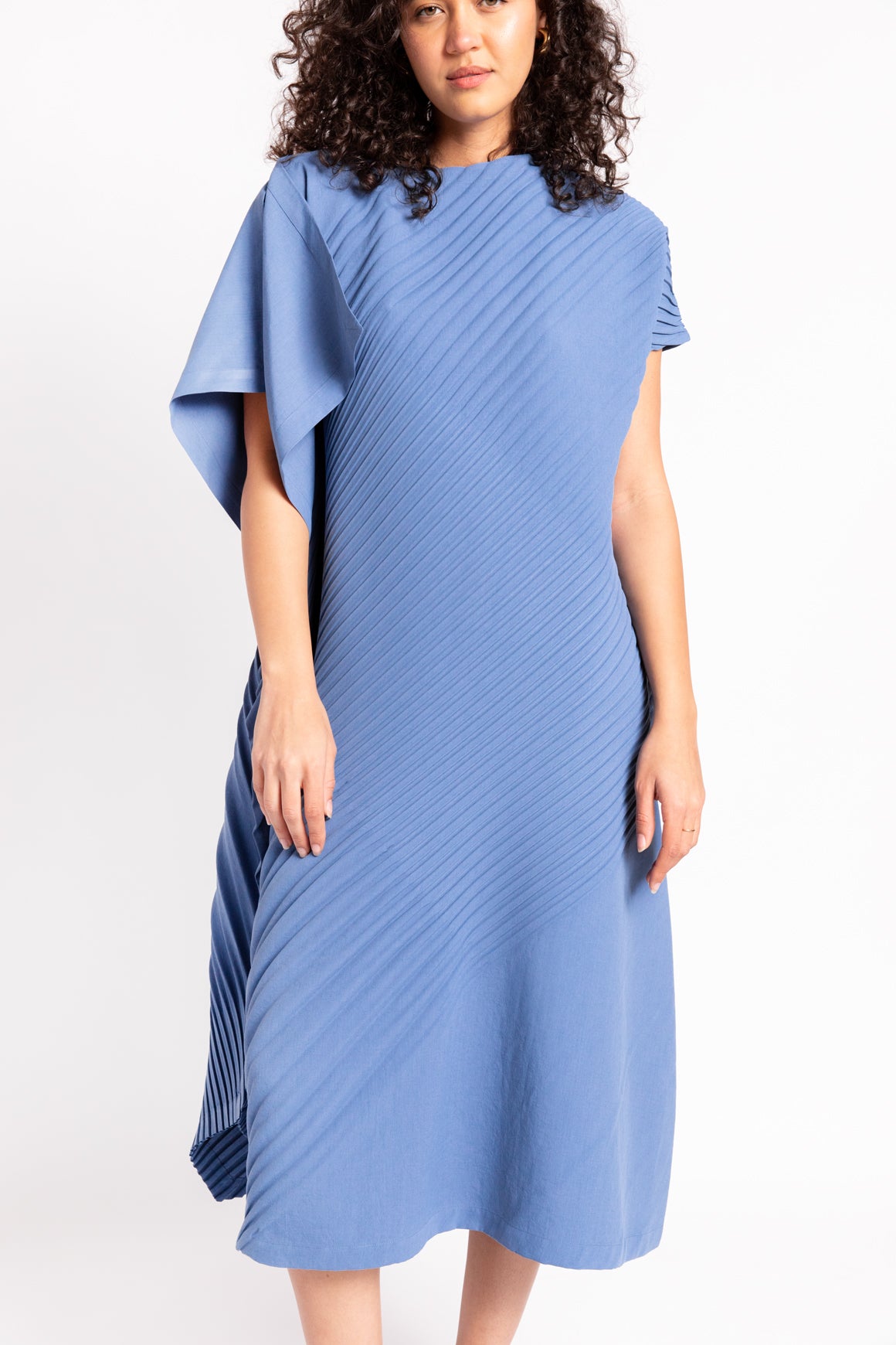 ISSEY MIYAKE Blue Pleats Midi Dress