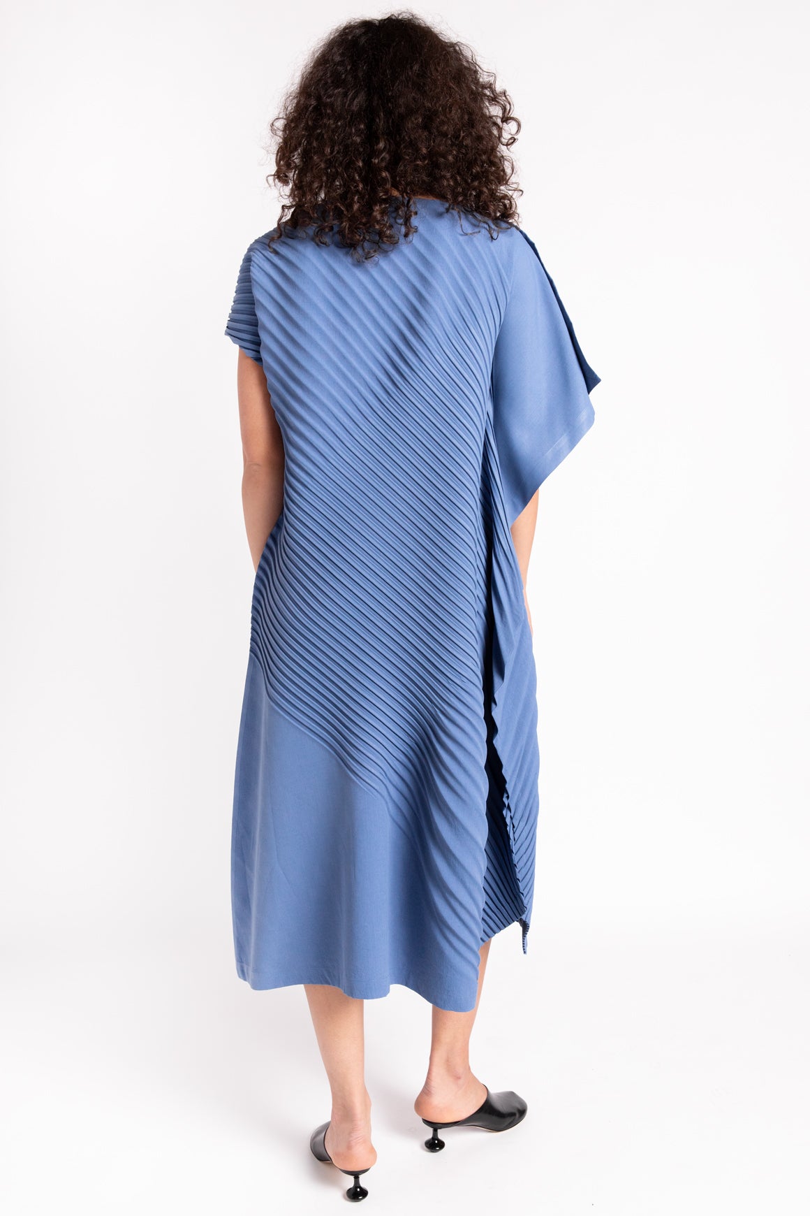ISSEY MIYAKE Blue Pleats Midi Dress