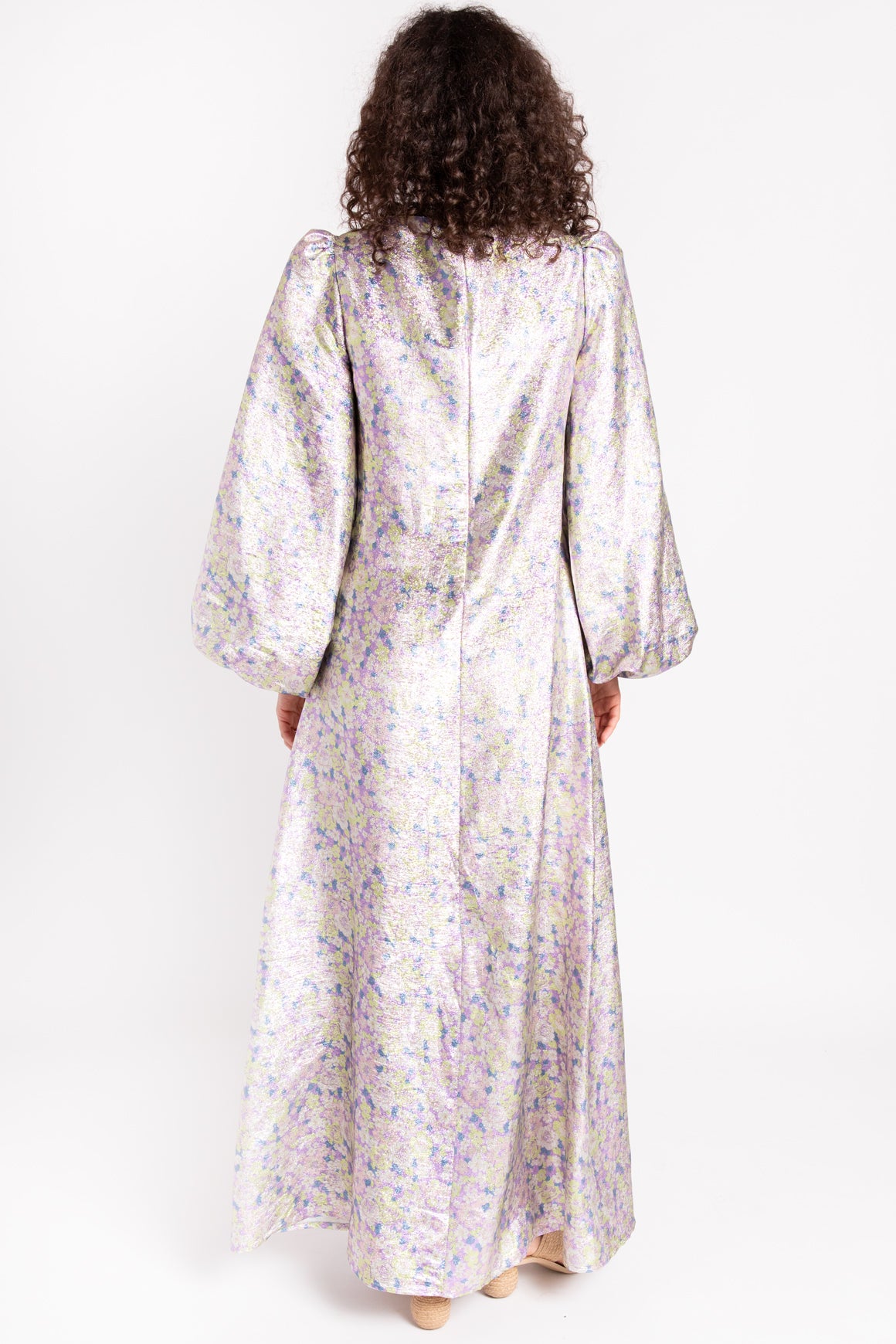 STELLA MCCARTNEY Purple & Green Metallic Floral Maxi Dress