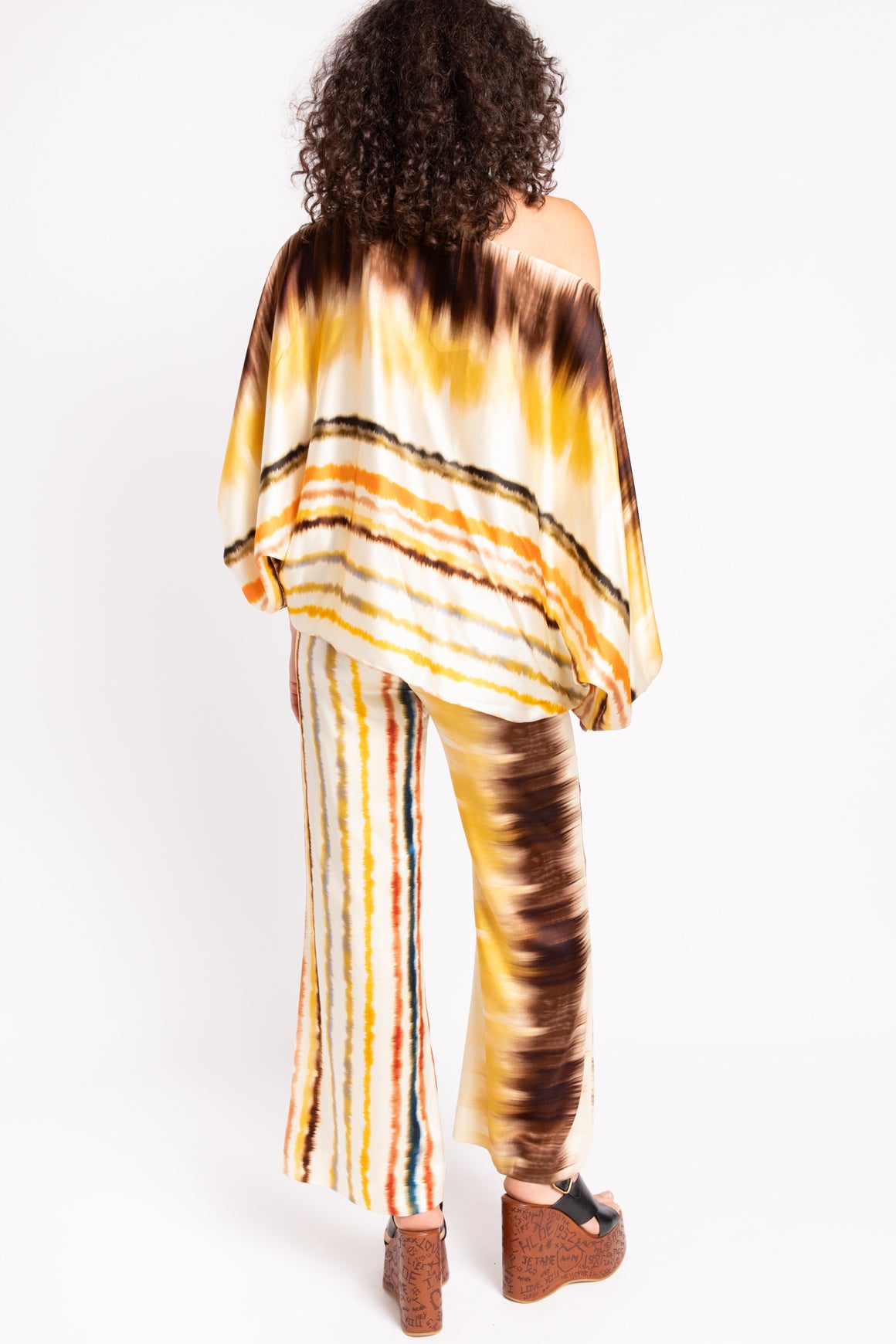 SILVIA TCHERASSI Multicolored Silk Blouse & Pants Set