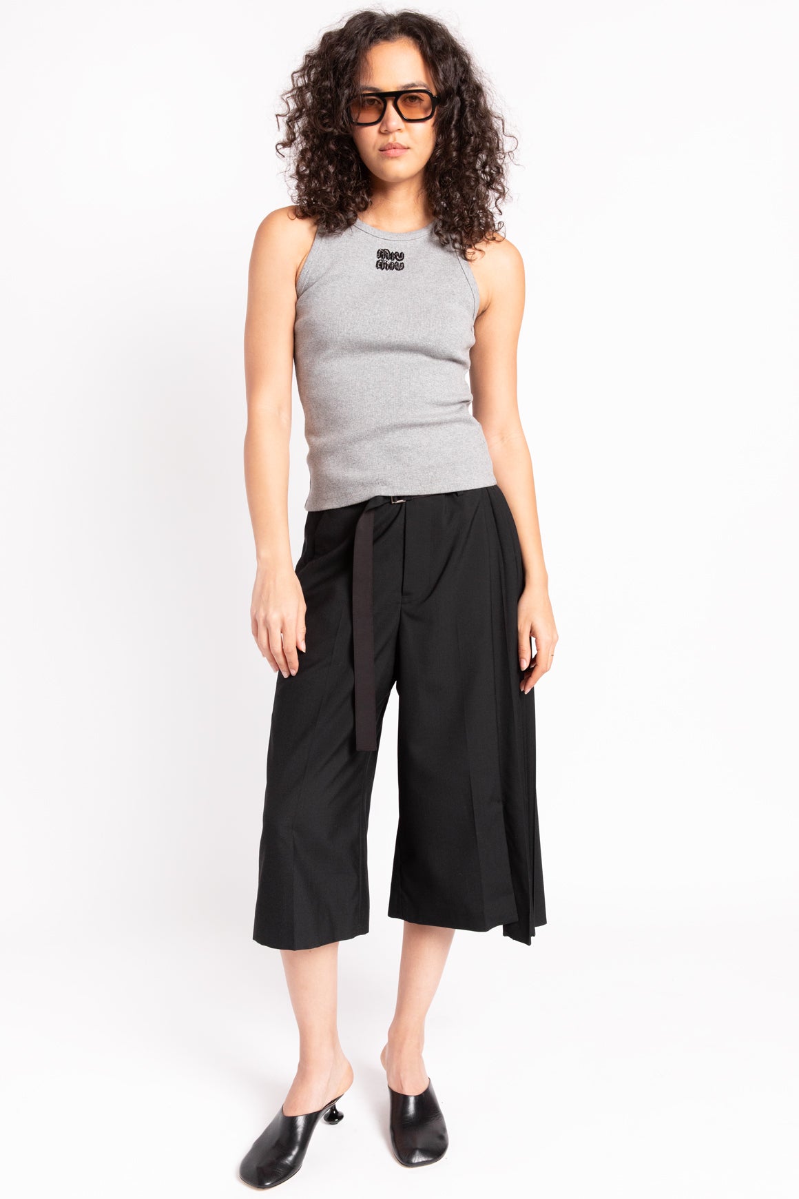 SACAI Black Half-Pleated Culottes
