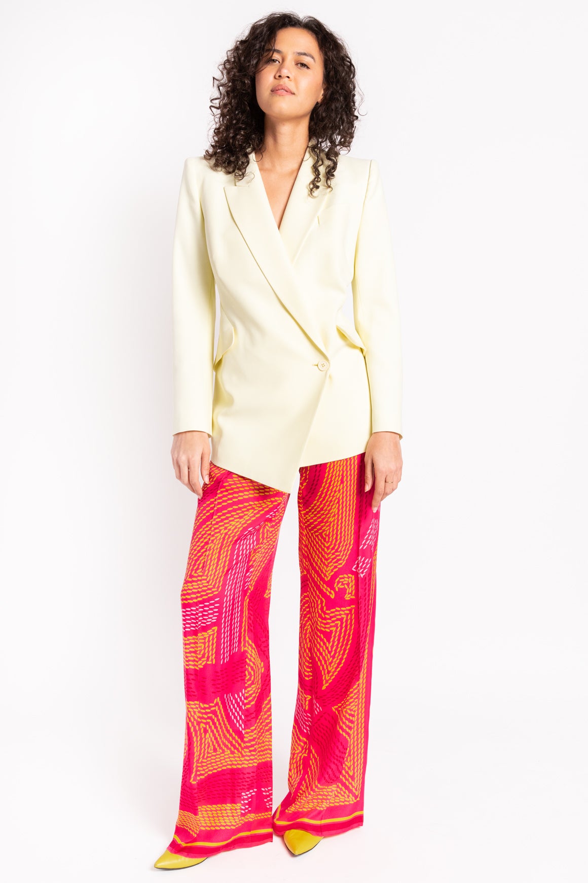 ALEXANDER MCQUEEN Pale Yellow Asymmetrical Blazer