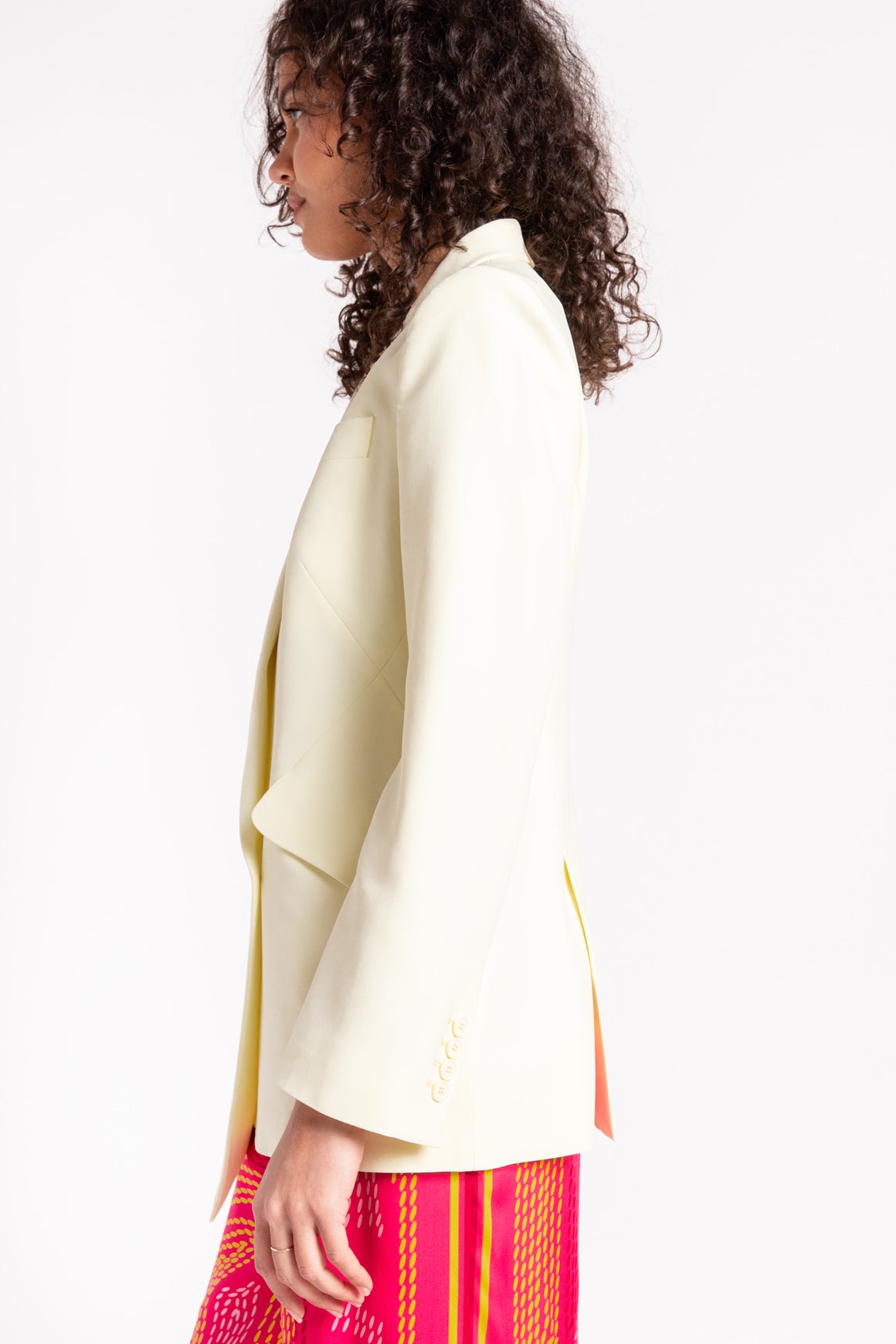 ALEXANDER MCQUEEN Pale Yellow Asymmetrical Blazer