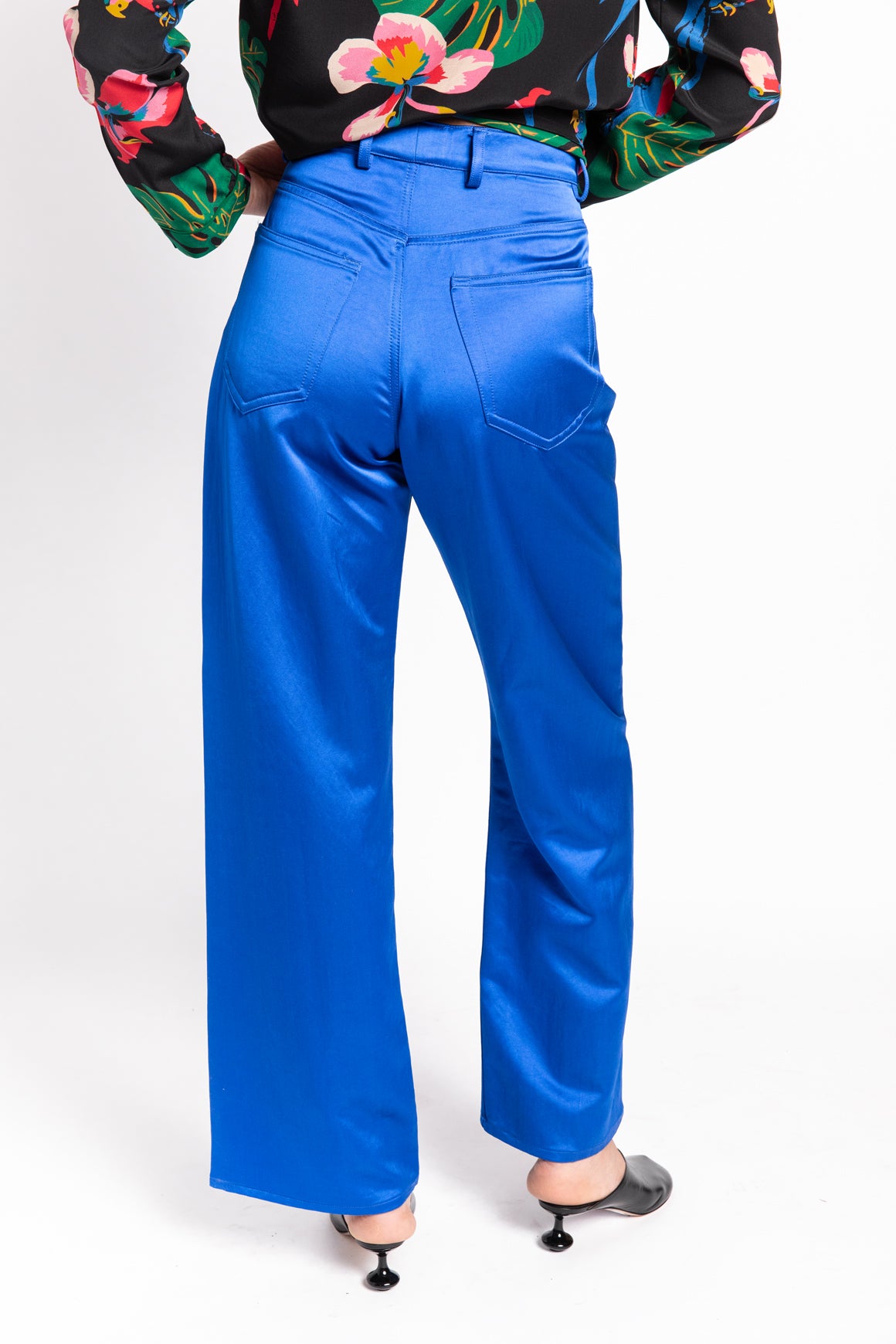 DRIES VAN NOTEN Blue Satin Trousers