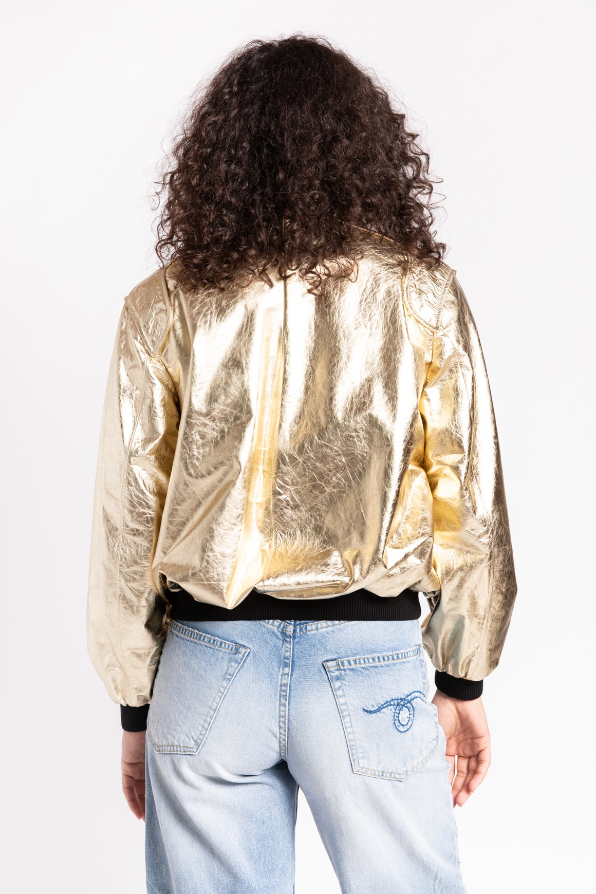 CHANEL Gold Leather Monte Carlo Bomber Jacket