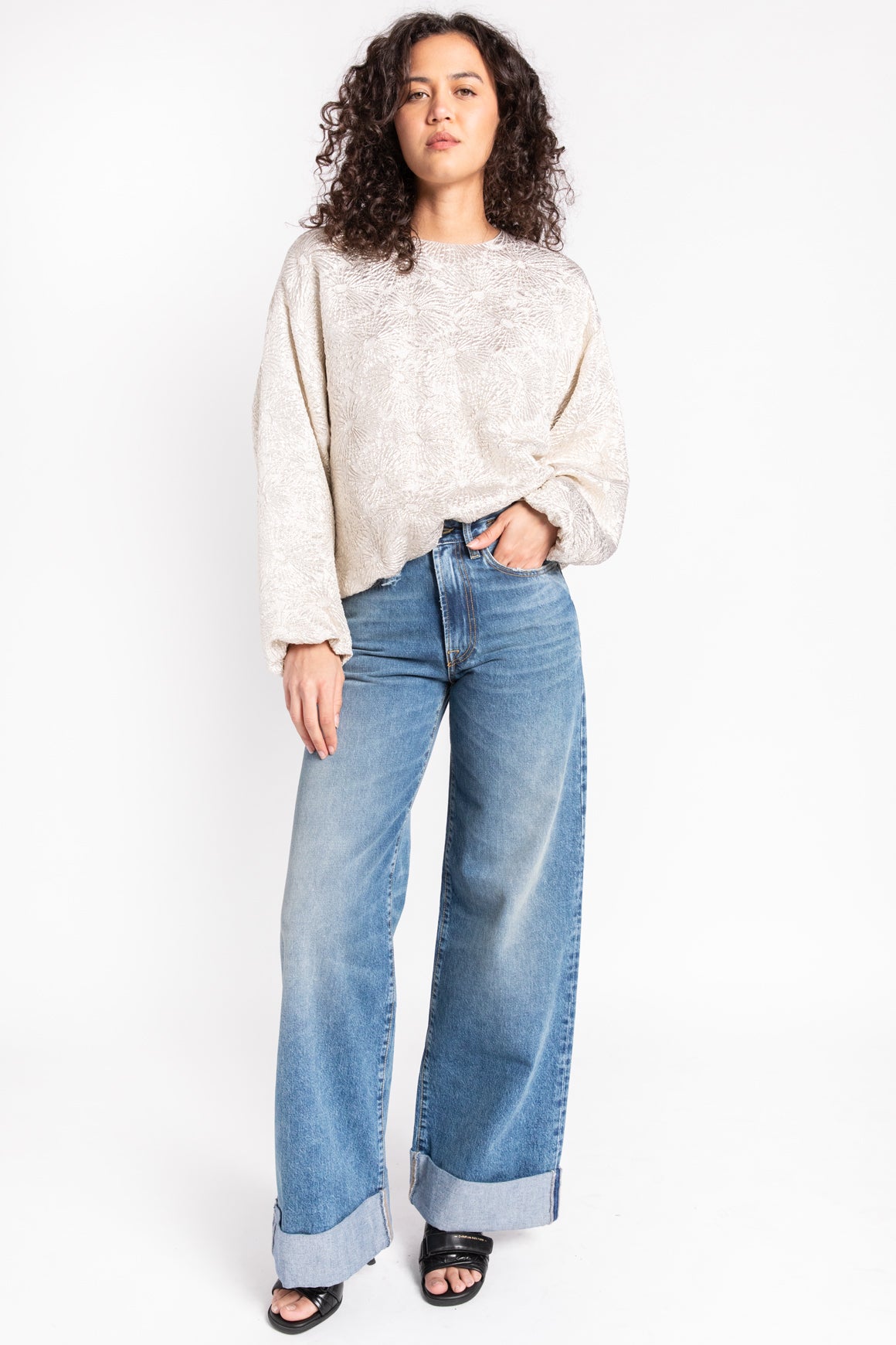 DRIES VAN NOTEN Gold Capo Floral Cloqué Blouse