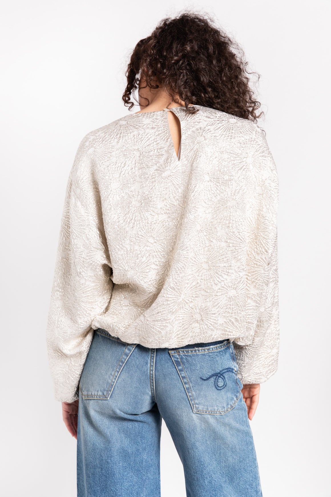DRIES VAN NOTEN Gold Capo Floral Cloqué Blouse