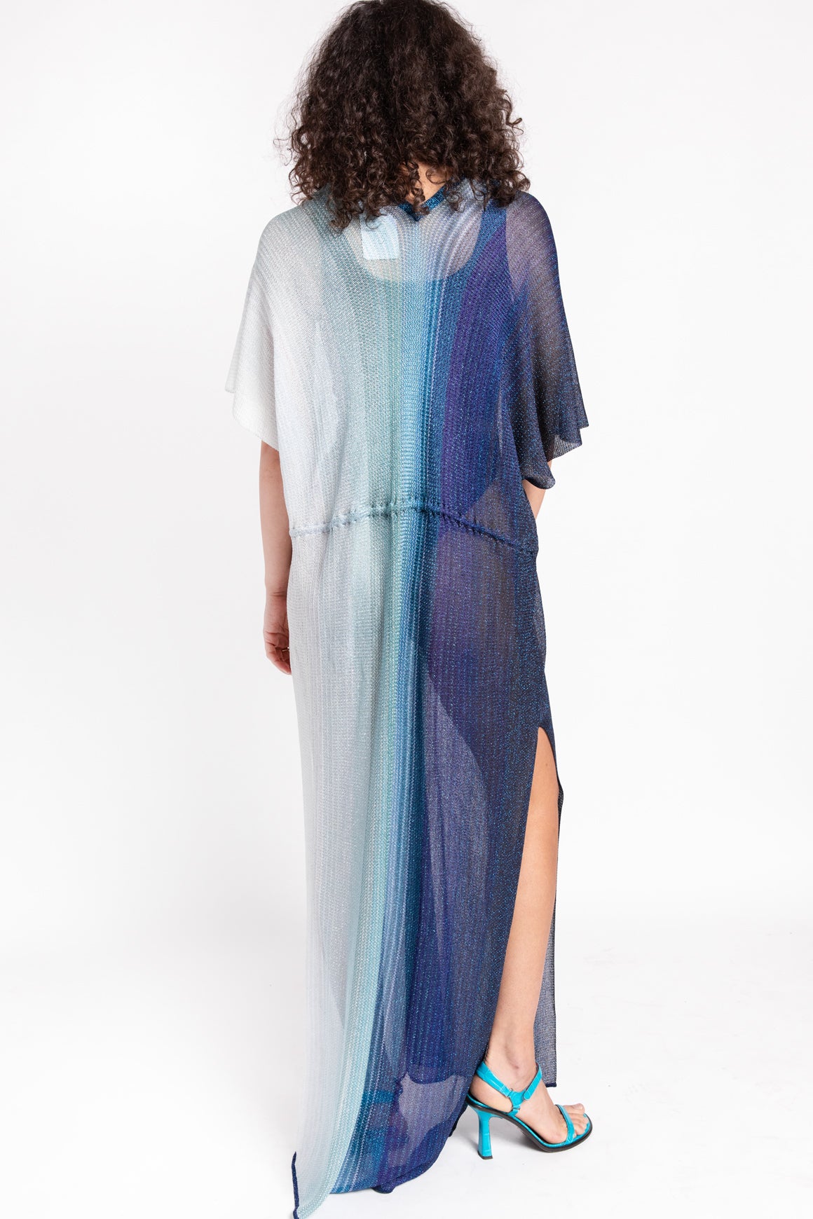 MISSONI MARE Blue Metallic Knit Kaftan