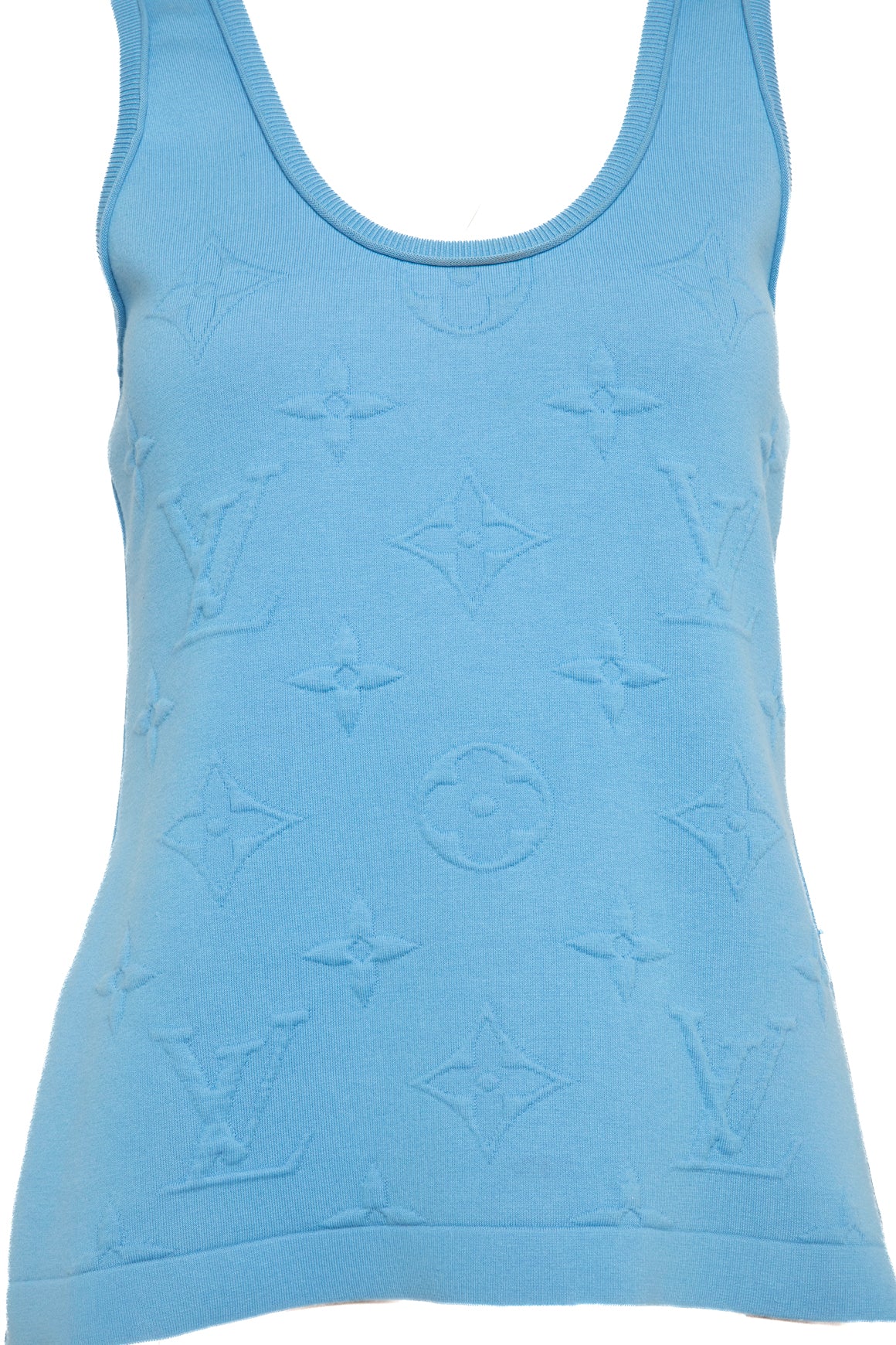 LOUIS VUITTON Light Blue Puffy Logo Sleveless Top (Sz. S)