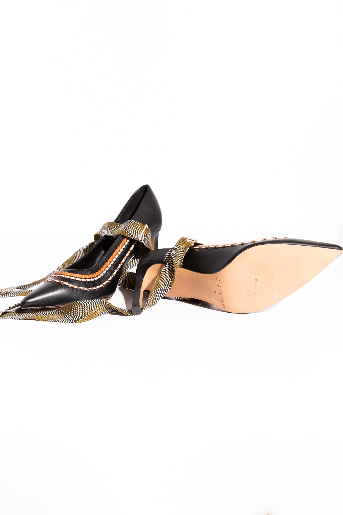 ULLA JOHNSON Black Rope Tie Pumps (Sz. 37)